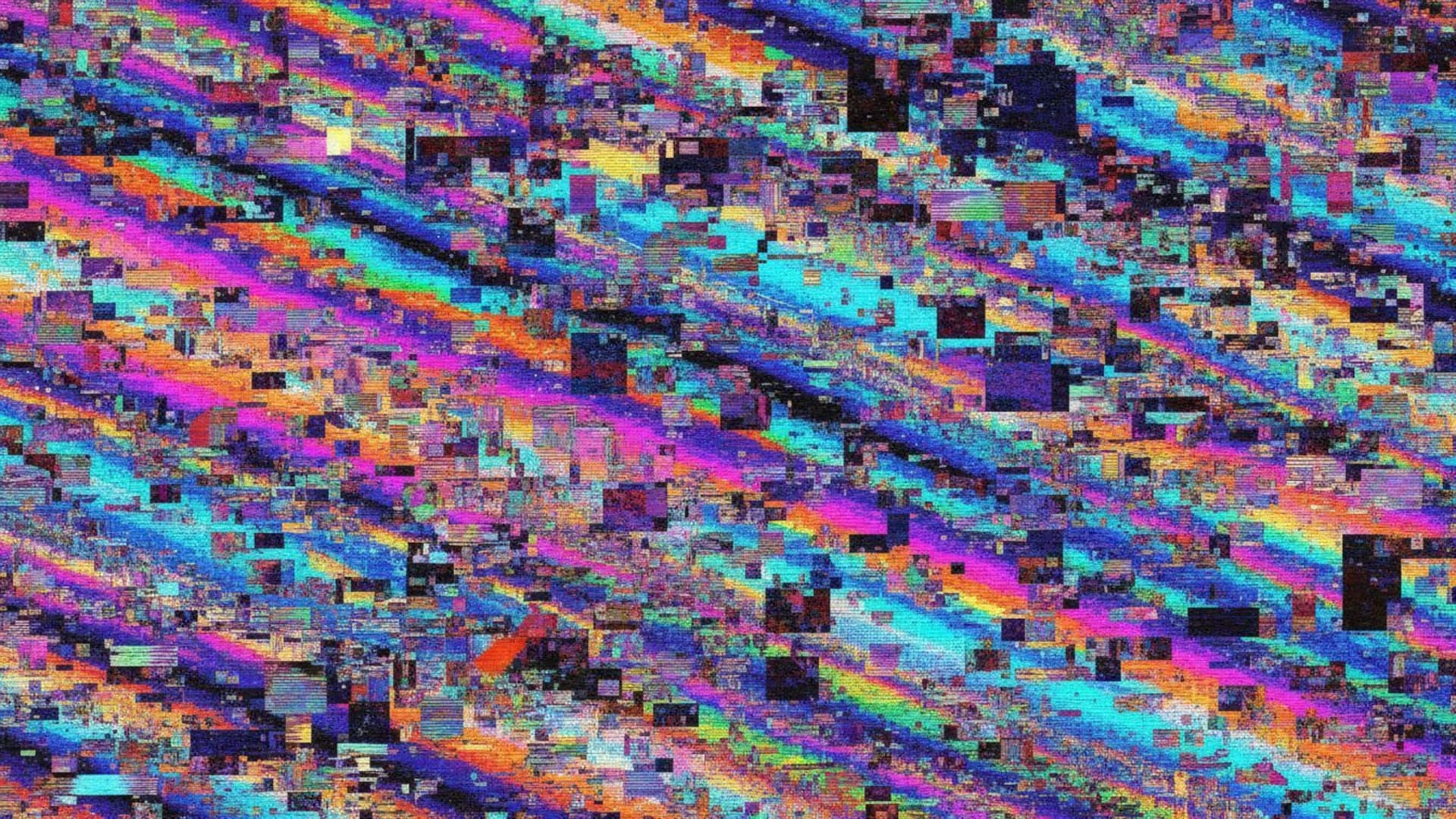 art de distorsion par glitch numérique pixels couleurs vives futuristes fond ecran