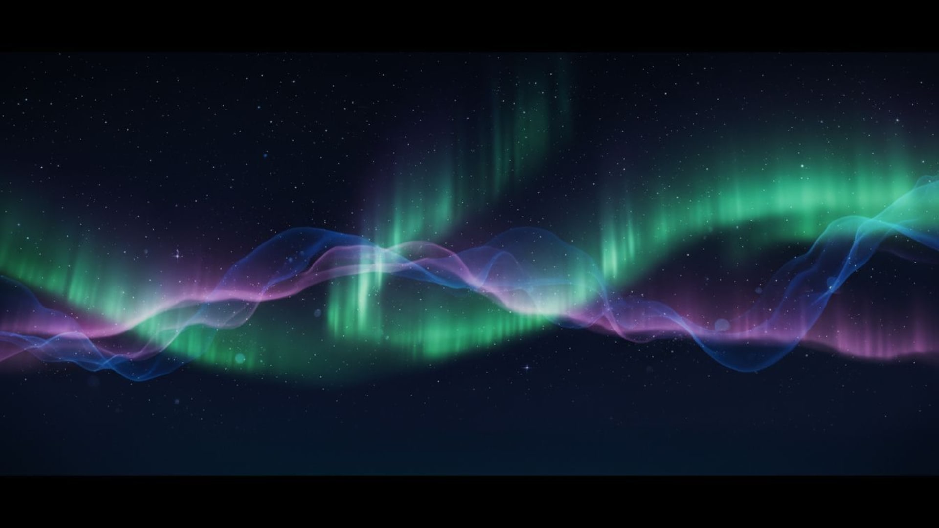 Aurore boréale lumières du nord ciel nocturne étoiles dégradé fond ecran abstrait onirique scintillant