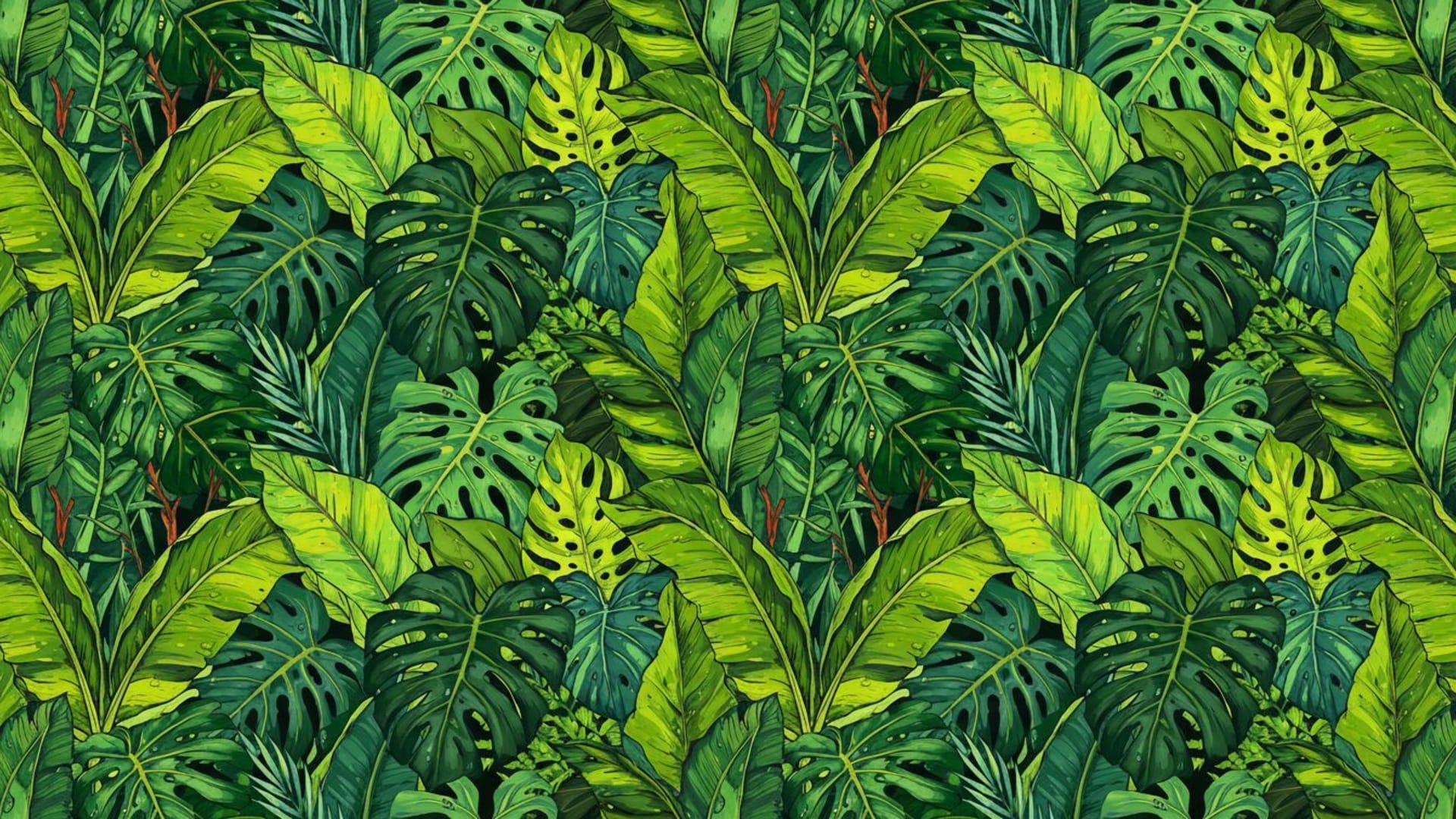 fond ecran motif de feuilles de jungle tropicale végétation luxuriante et vibrante avec texture.
