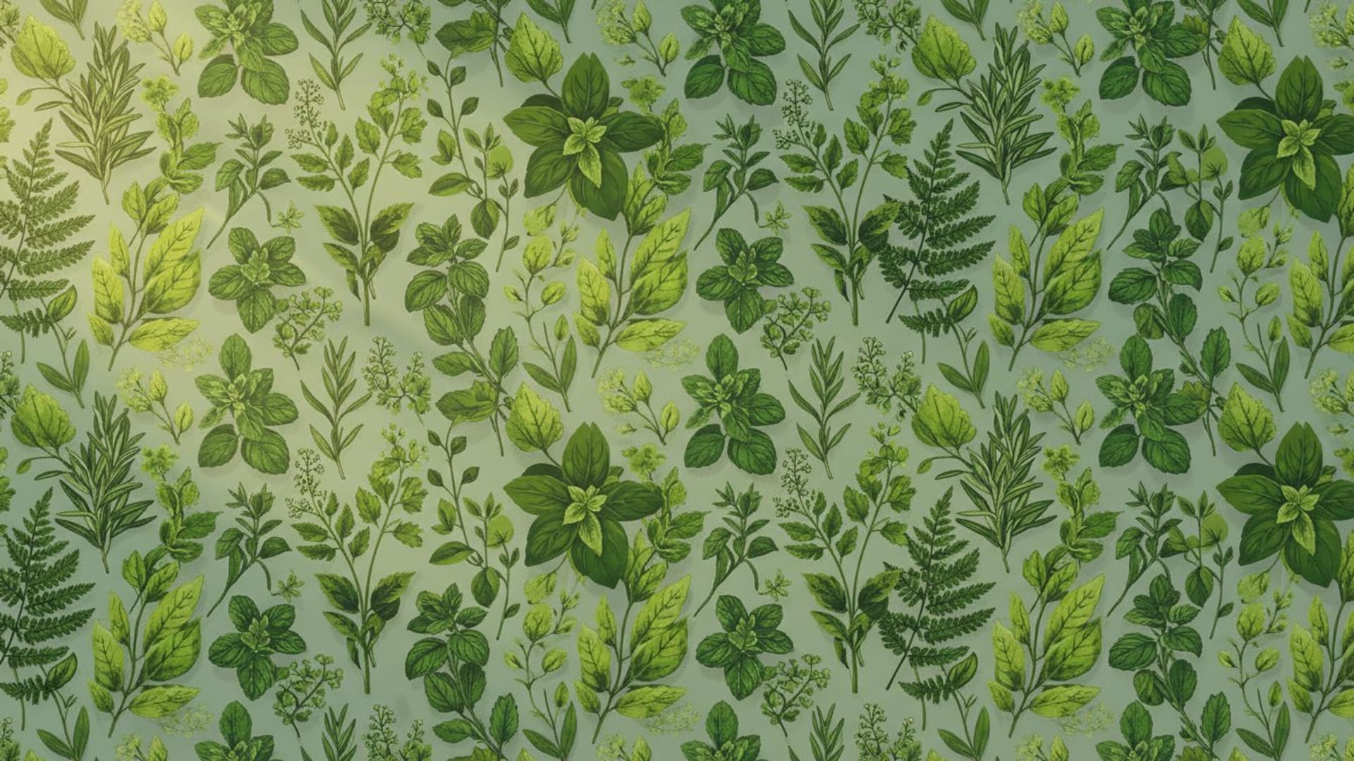 jardin botanique feuilles herbes lumière douce soleil minimalisme fond ecran verdure texture