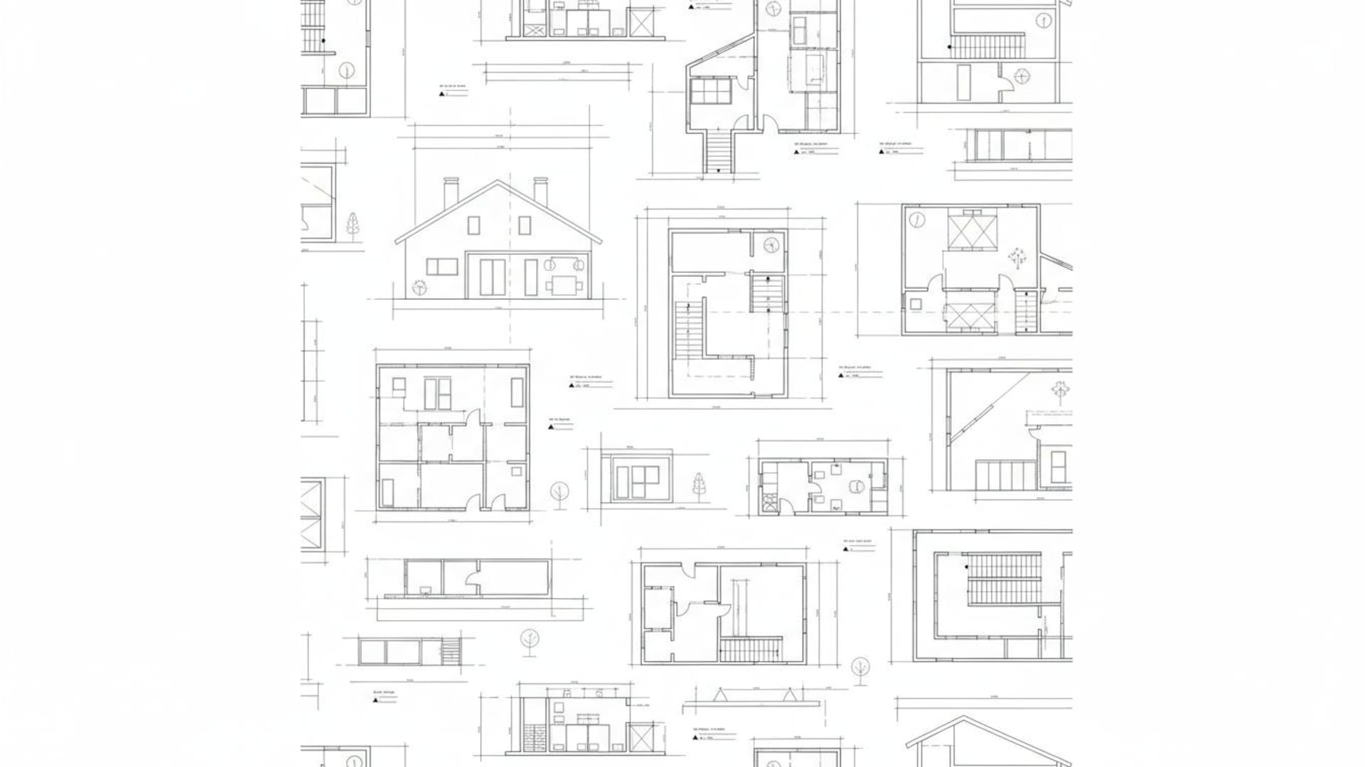 plan d'architecture dessin en ligne minimaliste monochrome fond ecran noir et blanc design