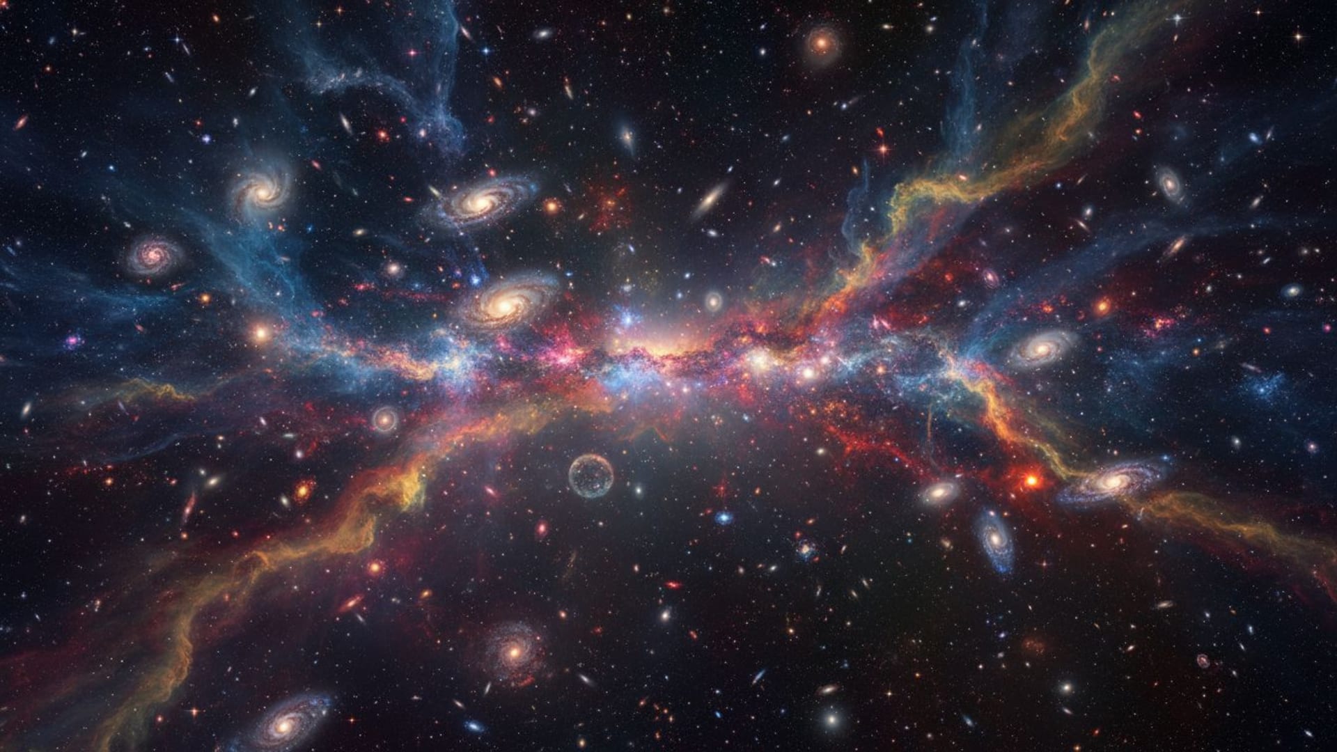 nébuleuse spatiale galaxies colorées particules de poussière cosmique fond ecran inspiré de Hubble vibrant