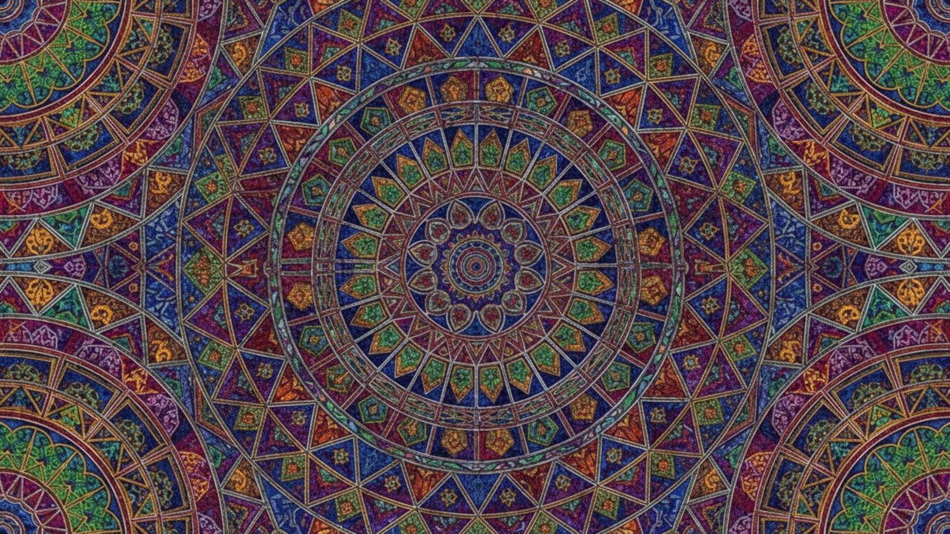 motifs géométriques de mandala anciens couleurs vibrantes fond ecran spirituel art détaillé