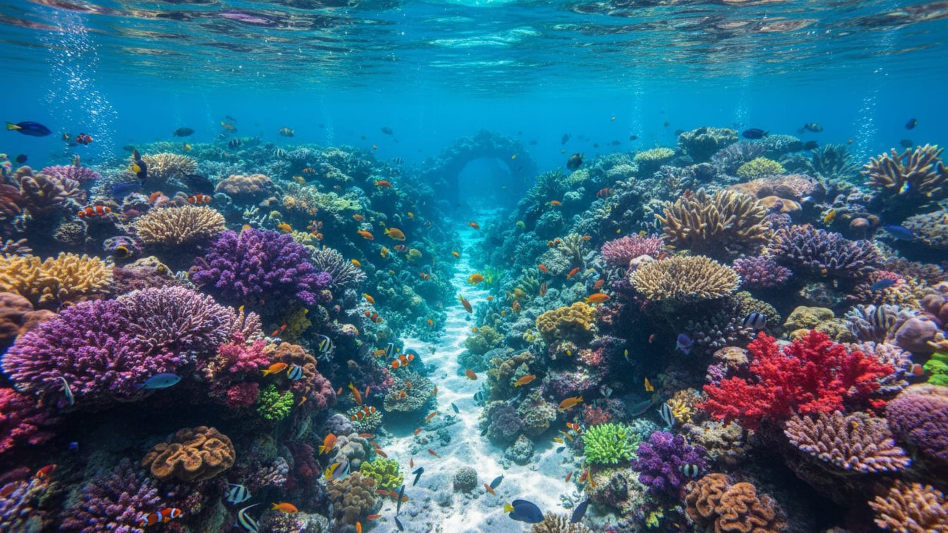 récif sous-marin corail poisson tropical couleurs vives fond ecran fond aquatique