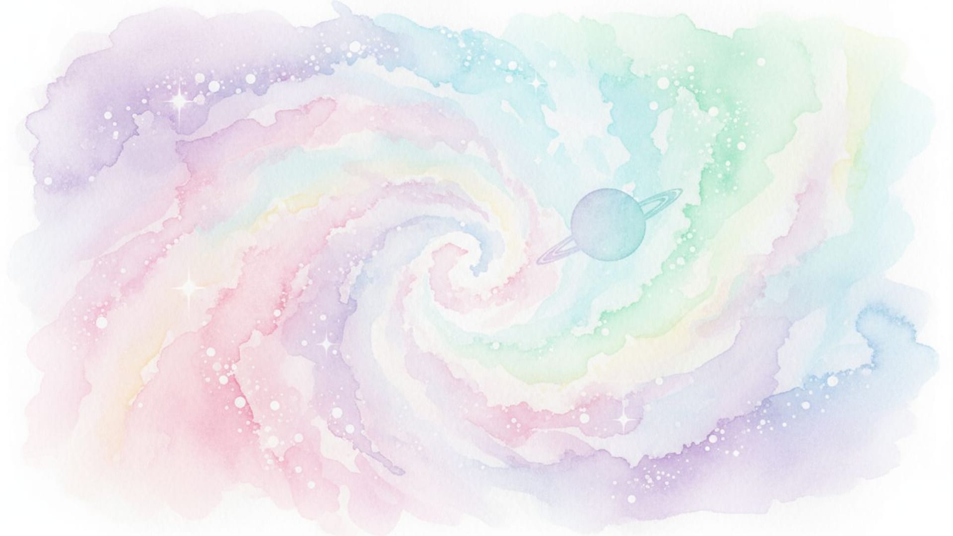 espace nébuleuse style aquarelle pastel doux fond ecran rêveur art de bureau