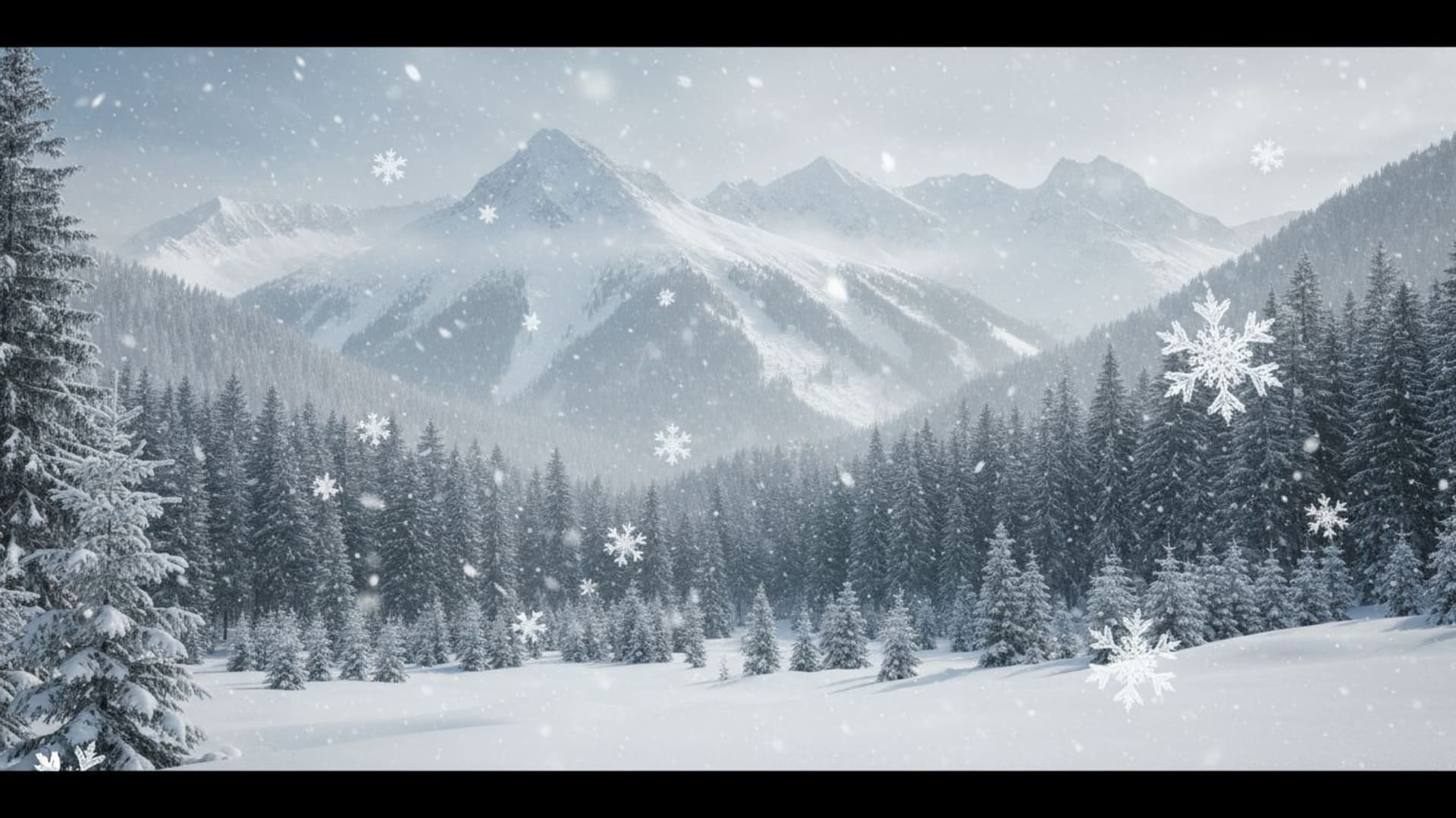 Forêt alpine hivernale flocons de neige croquants froid fond d'écran haute résolution paysage bureautique