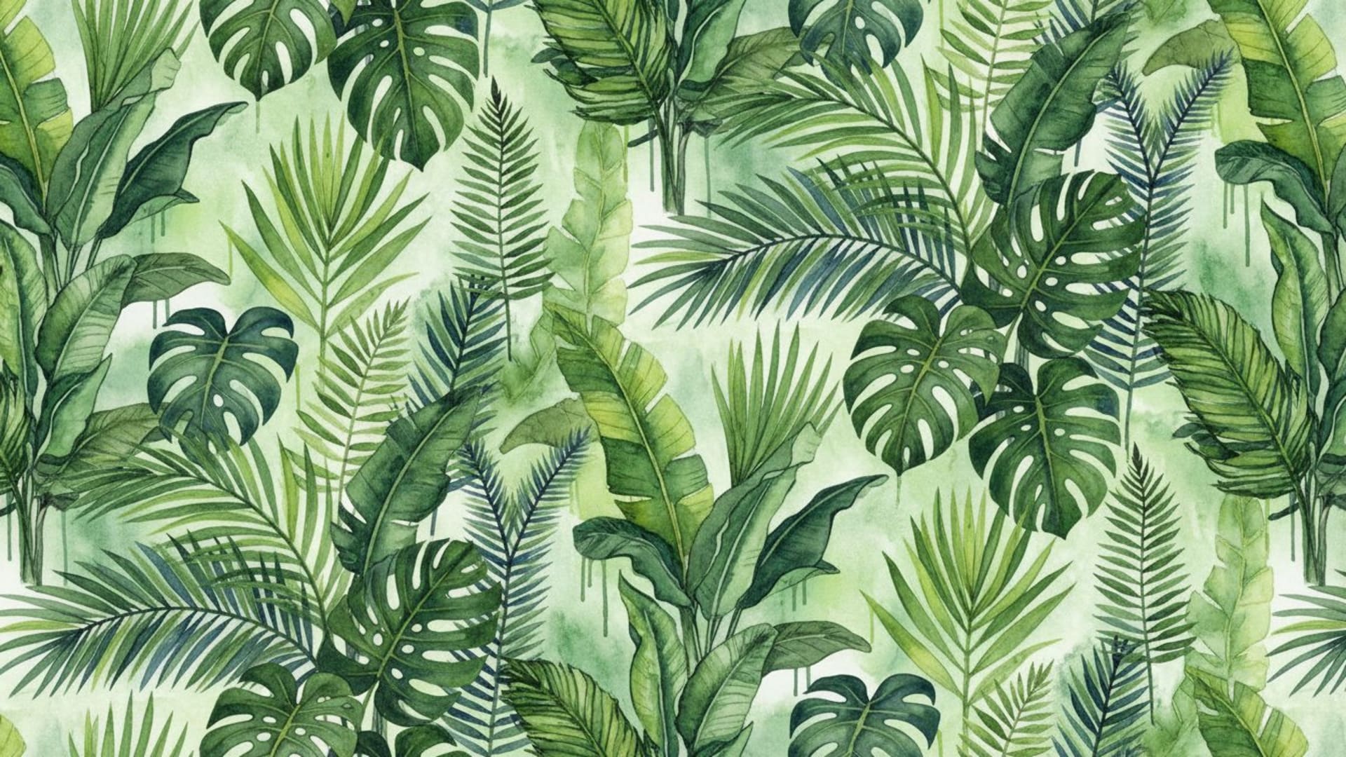 jardin botanique feuilles fougères plantes tropicales illustration botanique aquarelle fond ecran