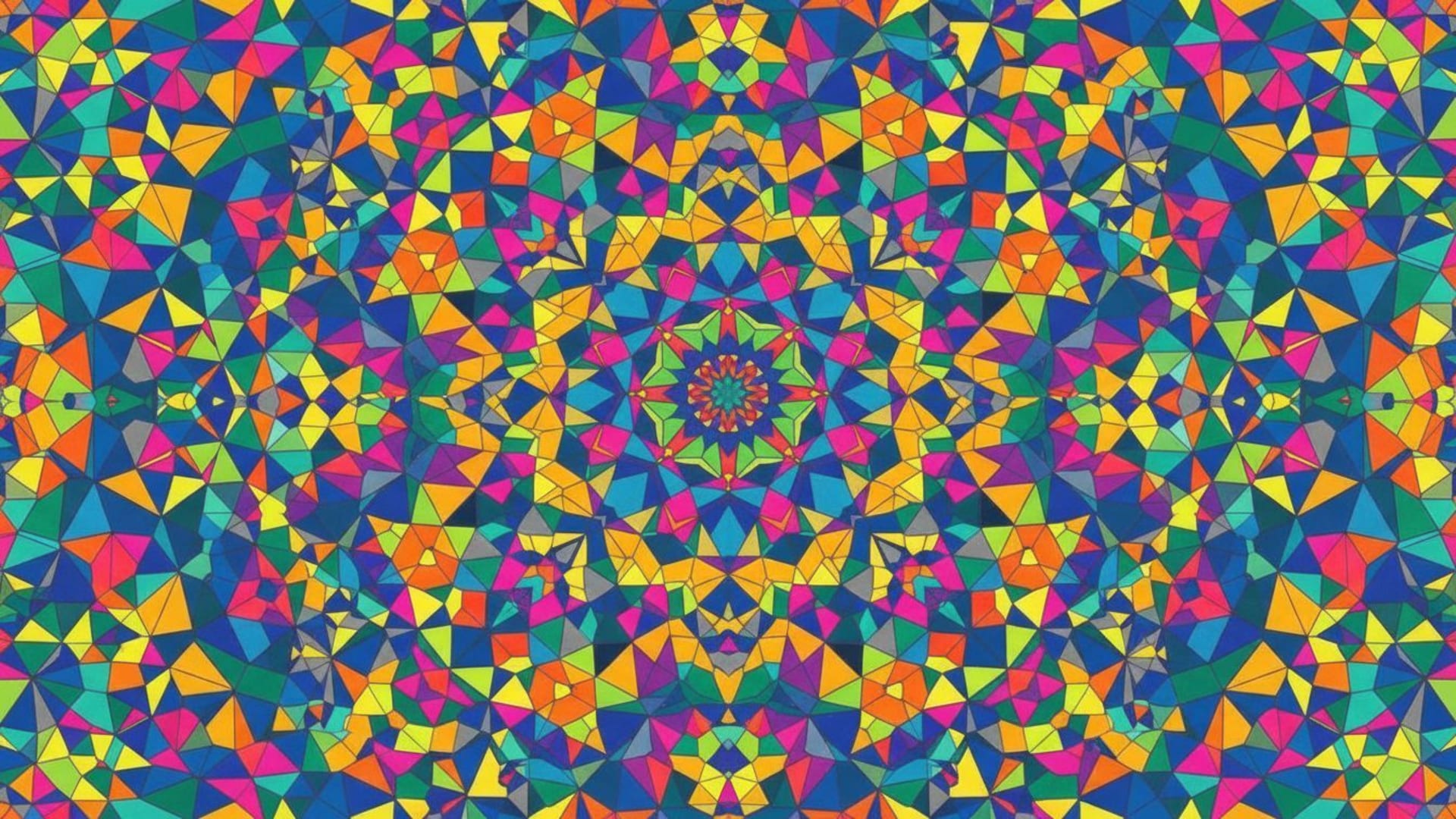 tessellation géométrique kaléidoscope triangles tesselés hexagones fond ecran motifs colorés audacieux design moderne numérique