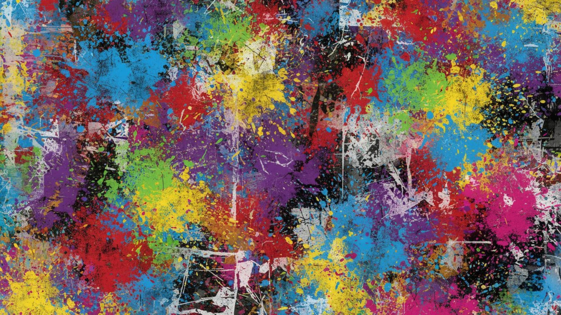 Éclaboussures d'encre abstraites, peinture éclaboussée, style grunge, texture de fond ecran colorée et chaotique.