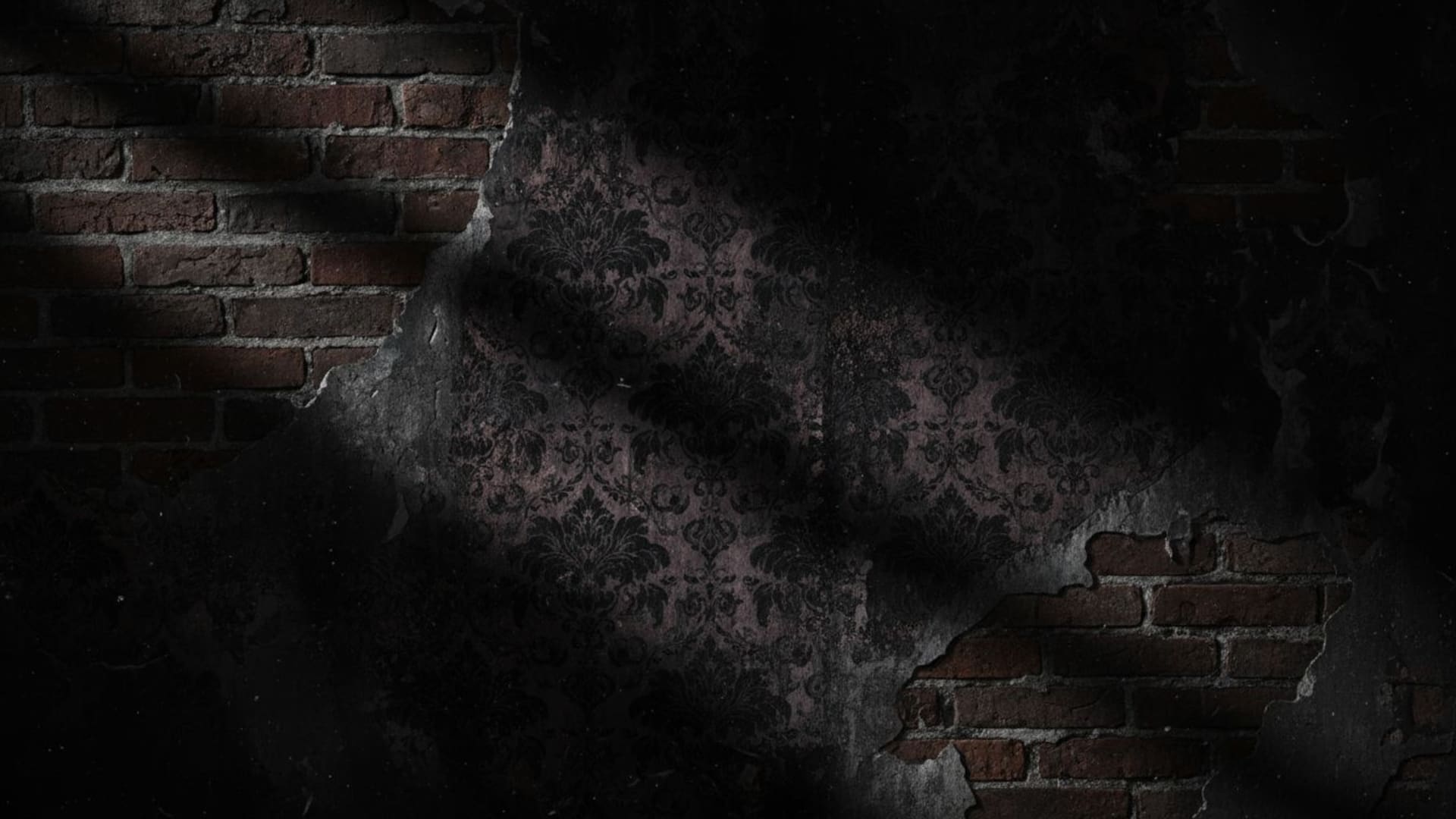 textures gothiques sombres mélancoliques fond ecran vintage mur en briques abîmées ombre noire esthétique dramatique mots-clés