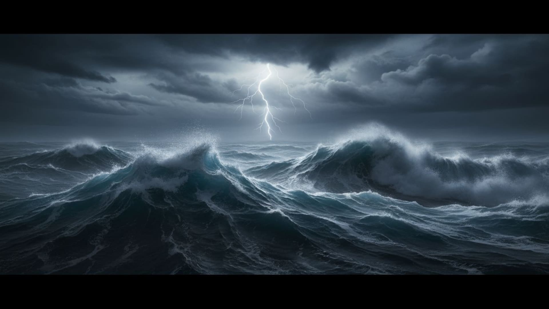 mer tumultueux vagues dramatiques éclair clouds gris bleus océans fond d'écran mots-clés