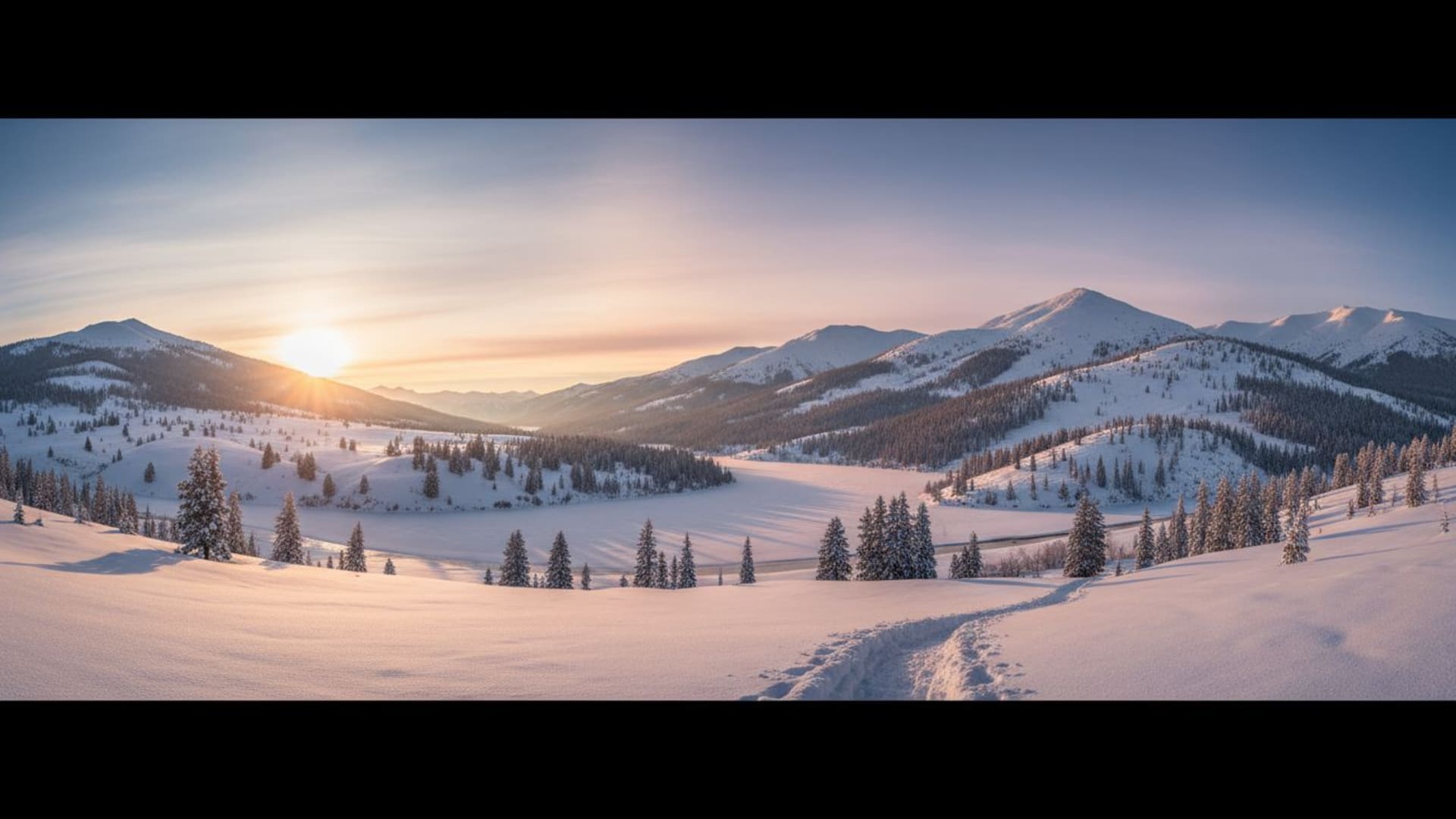 paysage alpin enneigé hiver soleil bas horizon paisible fond d'écran mots-clés photographie sensation