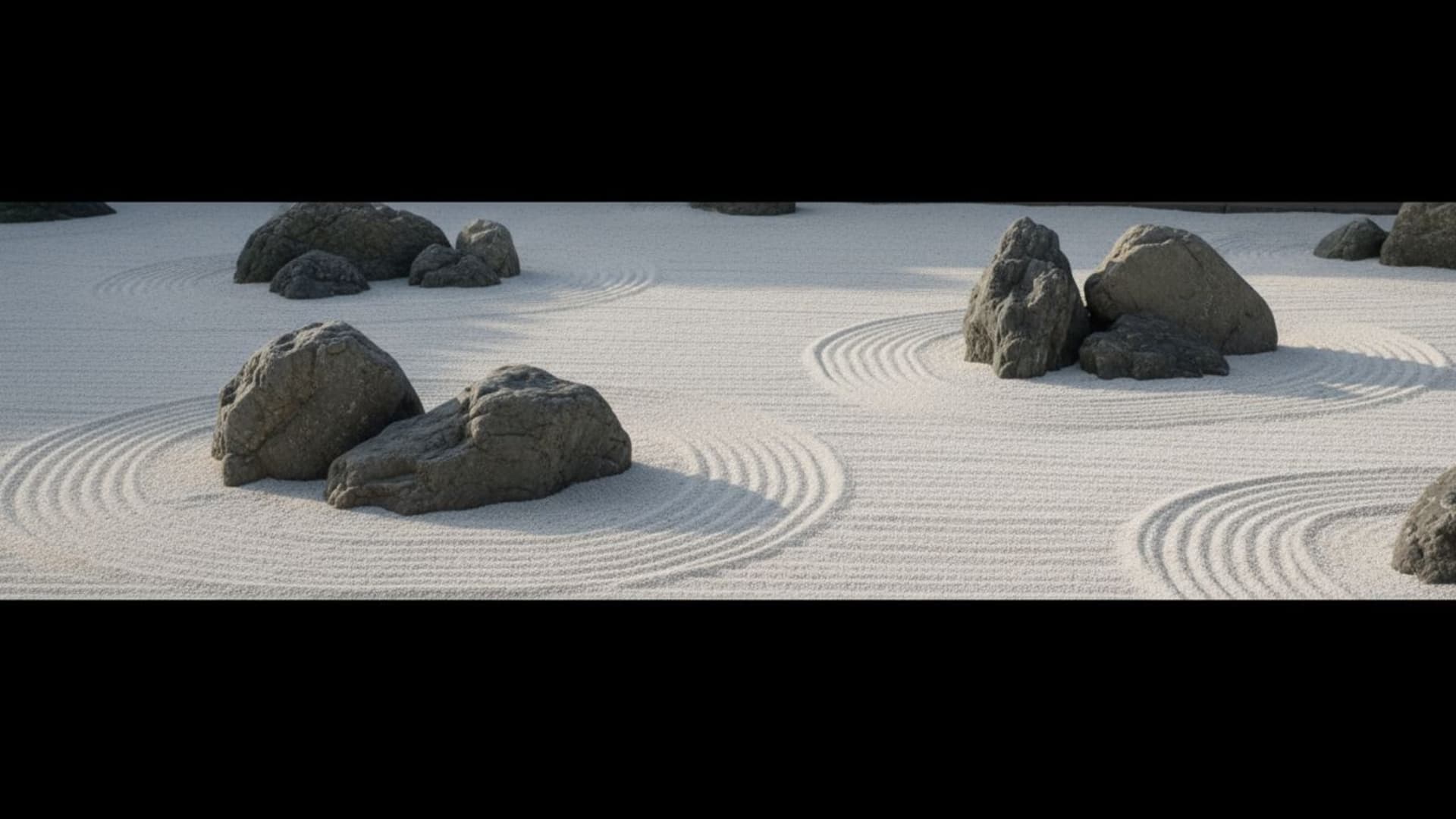 jardin zen rochers sable ratissé texture minimale immobilité calme idées de fond ecran