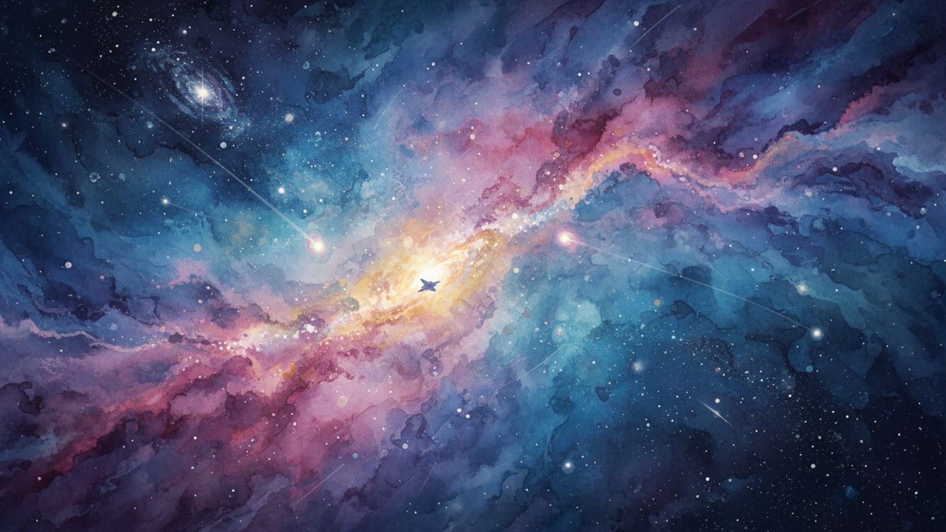 galaxie nébuleuse étoiles poussière cosmique aquarelle espace fond d'écran exploration onirique