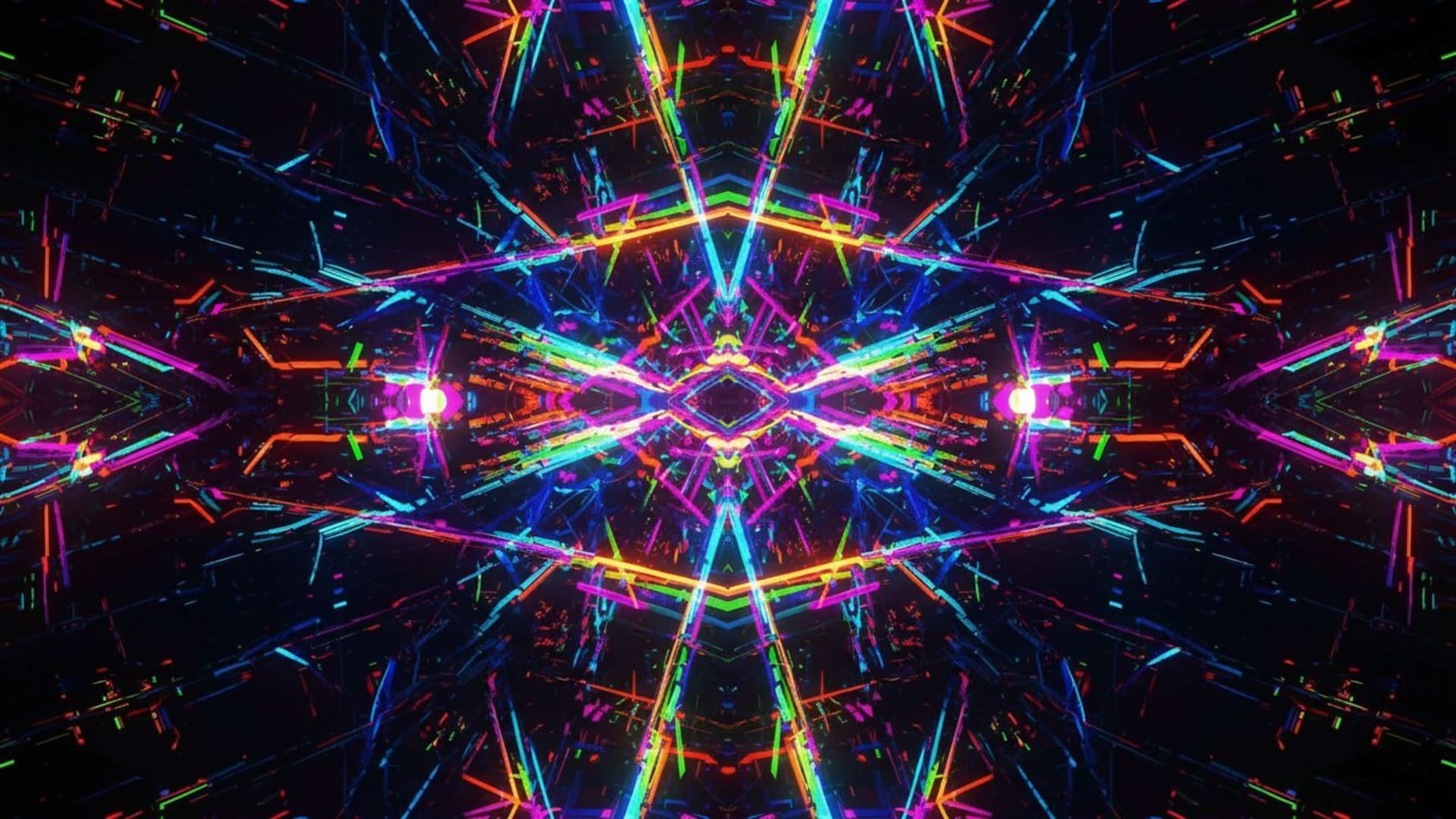art glitch coloré symétrique distorsion riffs néon palette cyberpunk fond ecran