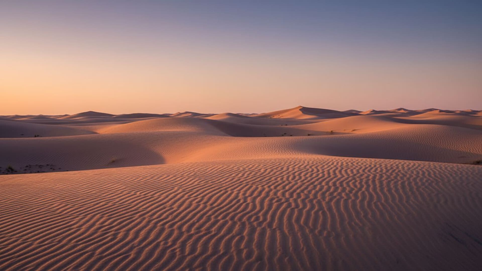 dunes de désert cinématographiques à l'heure dorée teintes chaudes fond d'écran minimaliste sable