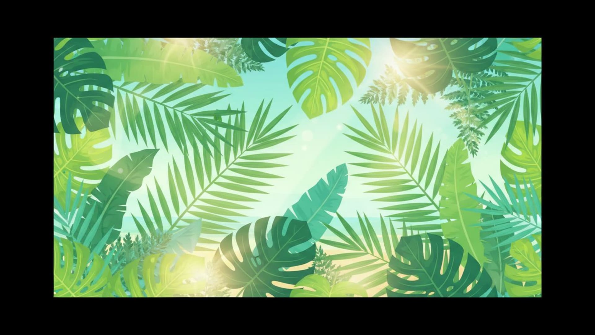 Chaleur tropicale feuilles de palmier soleil éclatant fond ecran ambiance vacances paradis