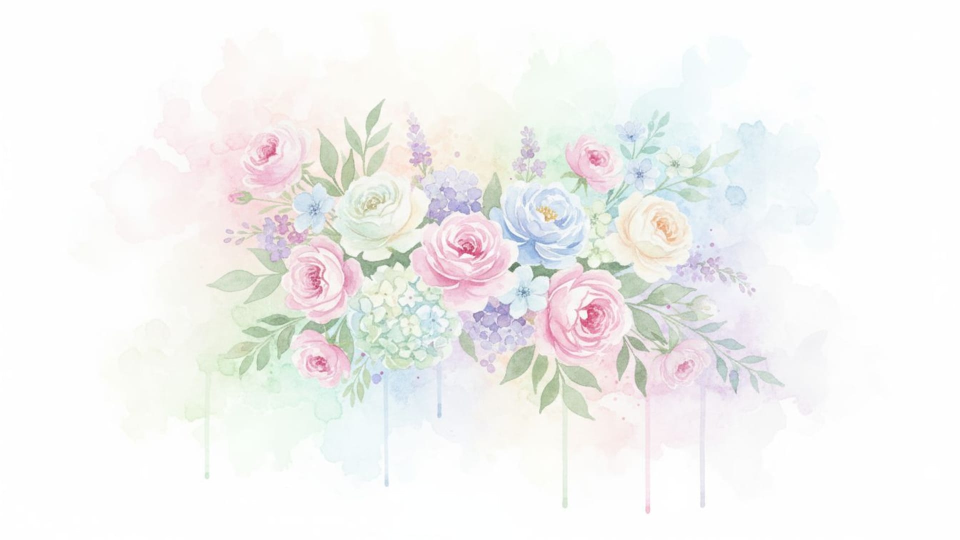 bouquet de fleurs pastel en aquarelle fond doux motif de lavis aquarelle