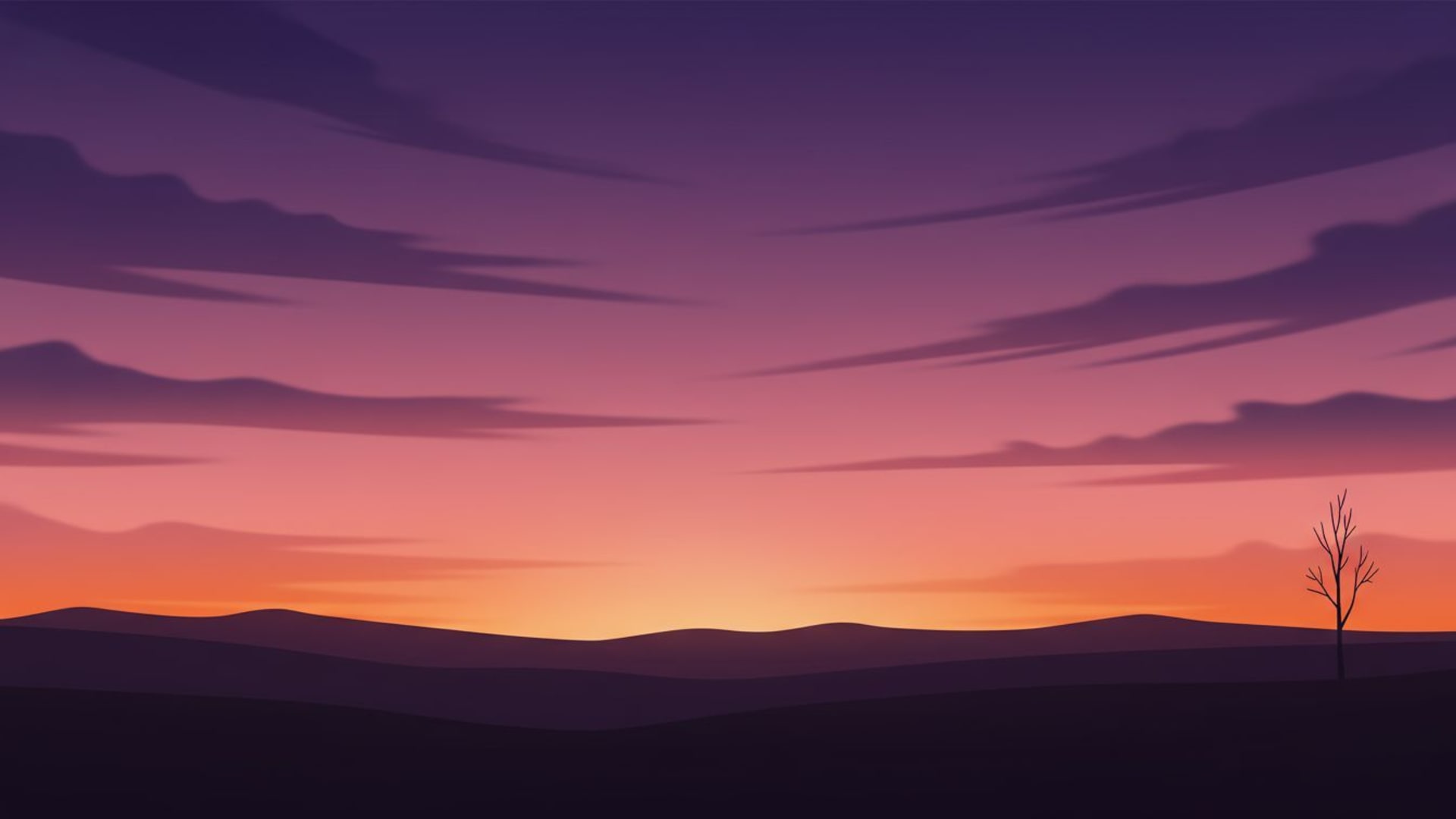 fond d'écran en dégradé du coucher de soleil violet rose orange nuages nature minimal abstrait