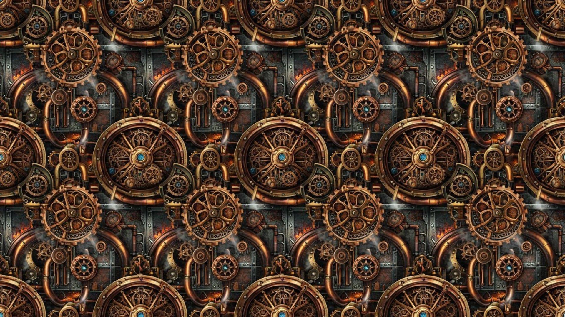 machines steampunk engrenages cuivre laiton fantasy industrielle victorienne fond ecran