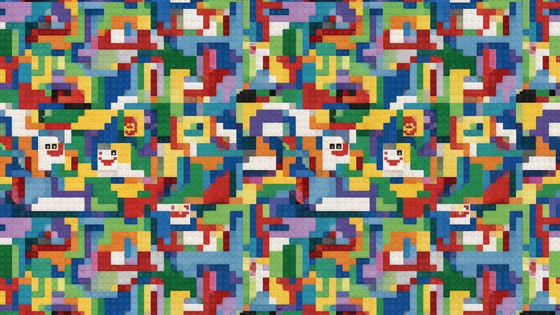 Jouets vintage Lego briques blocs colorés mosaïque abstraite fond ecran ludique