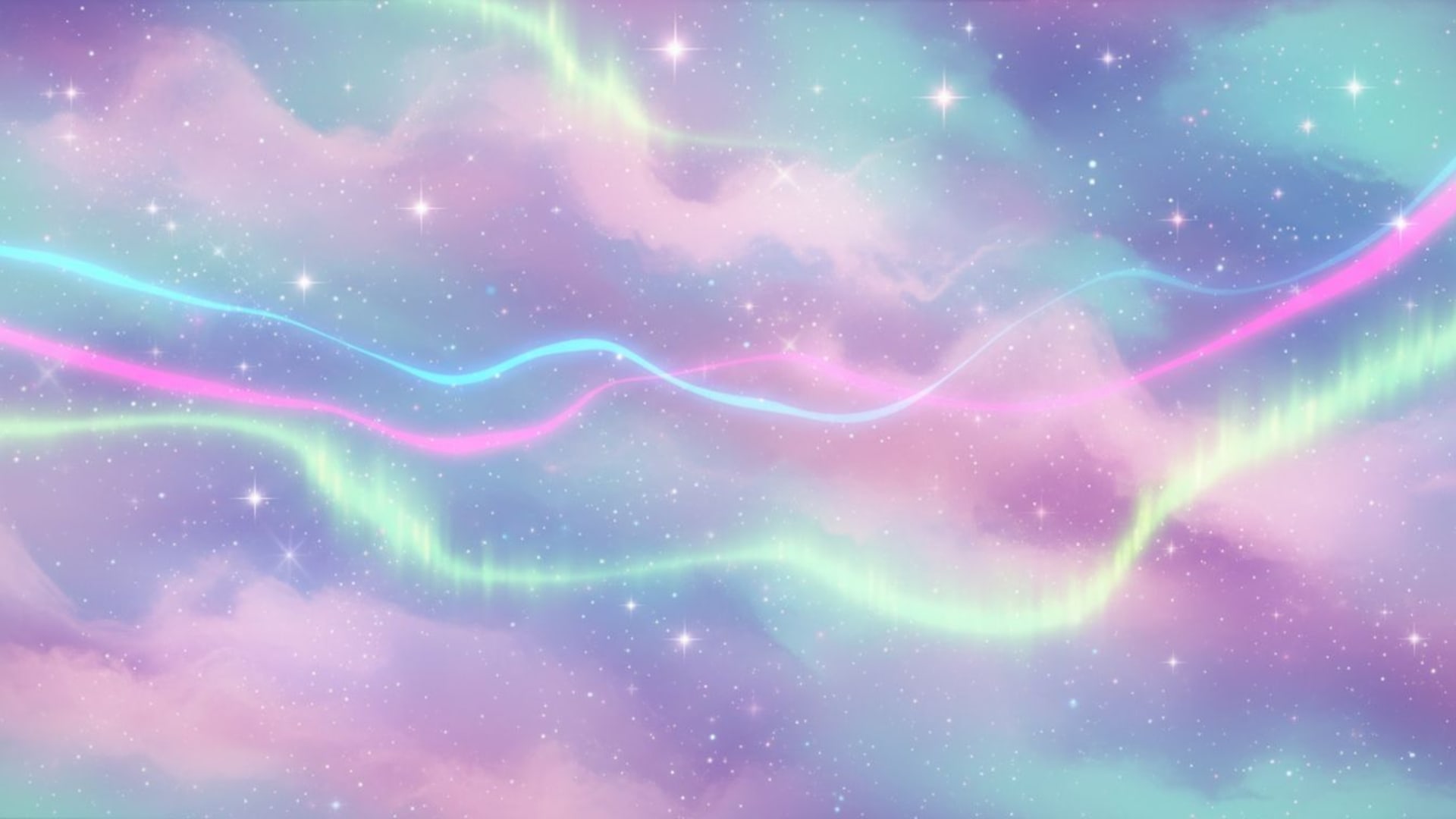 dégradés d'espace pastel poussière cosmique étoiles aurore lueur néon fond ecran