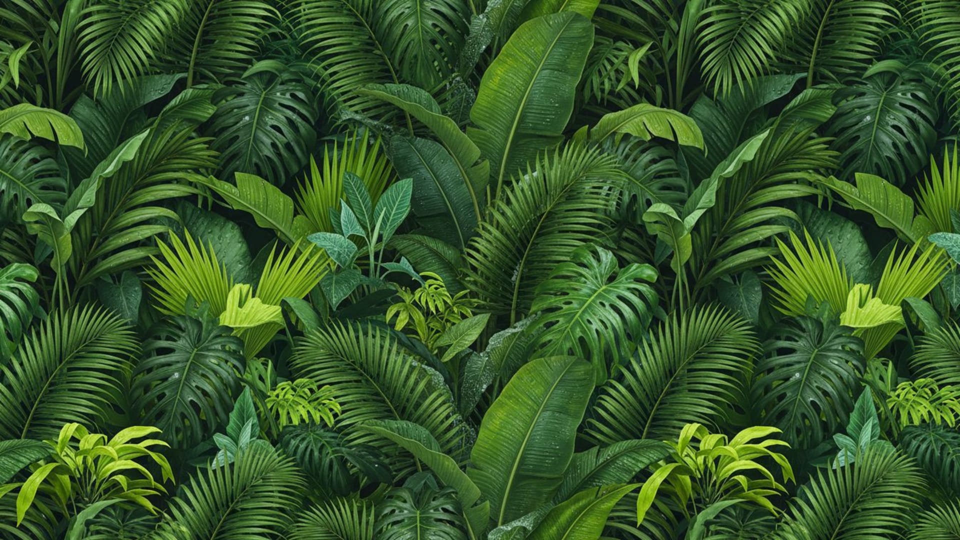 Feuilles de jungle tropicale fond ecran palmier verte luxuriance nature photographie gros plan