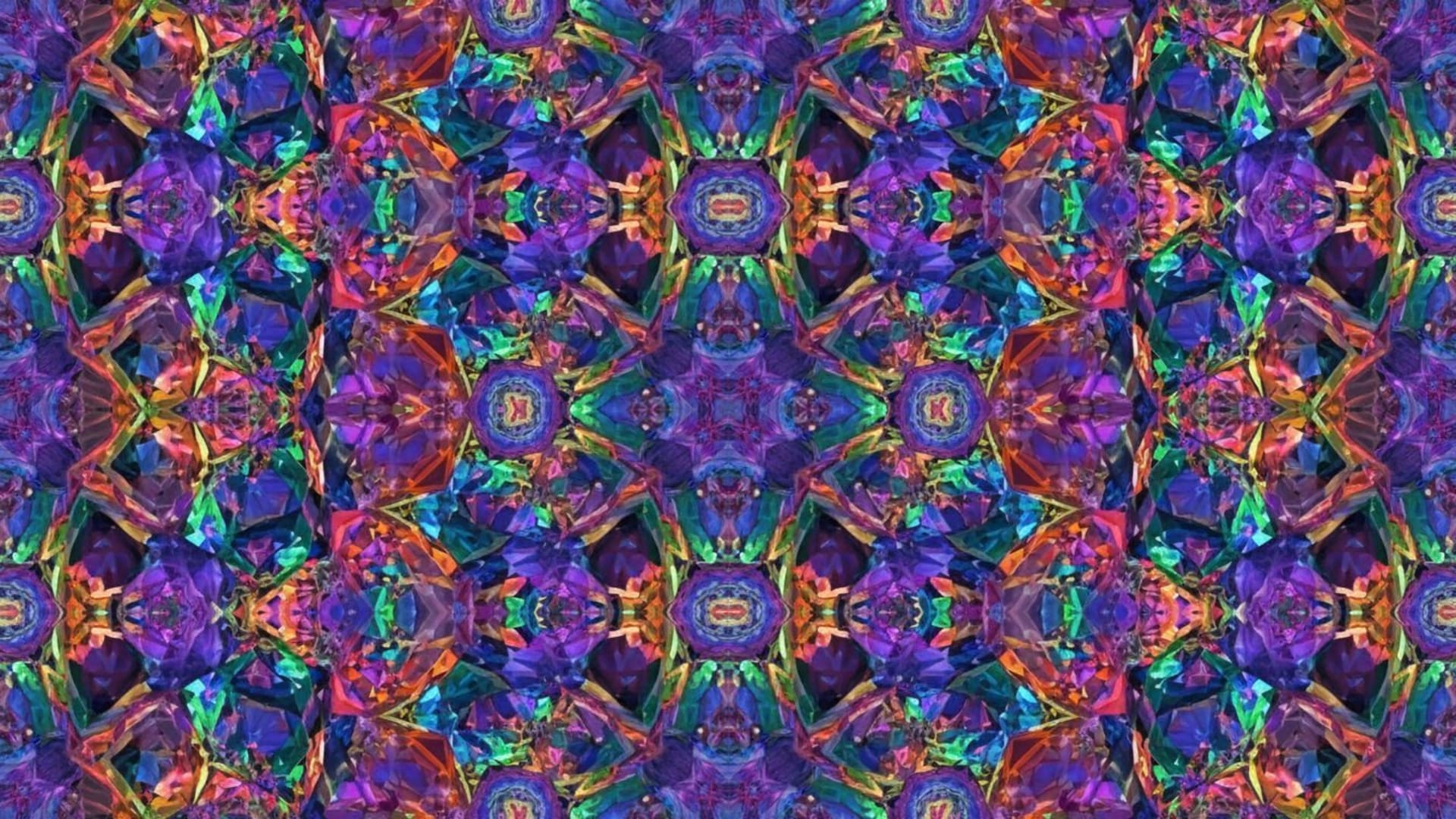 génétique fractale de cristaux tectoniques, kaléidoscope de symétrie et de couleurs, art génératif pour fond ecran