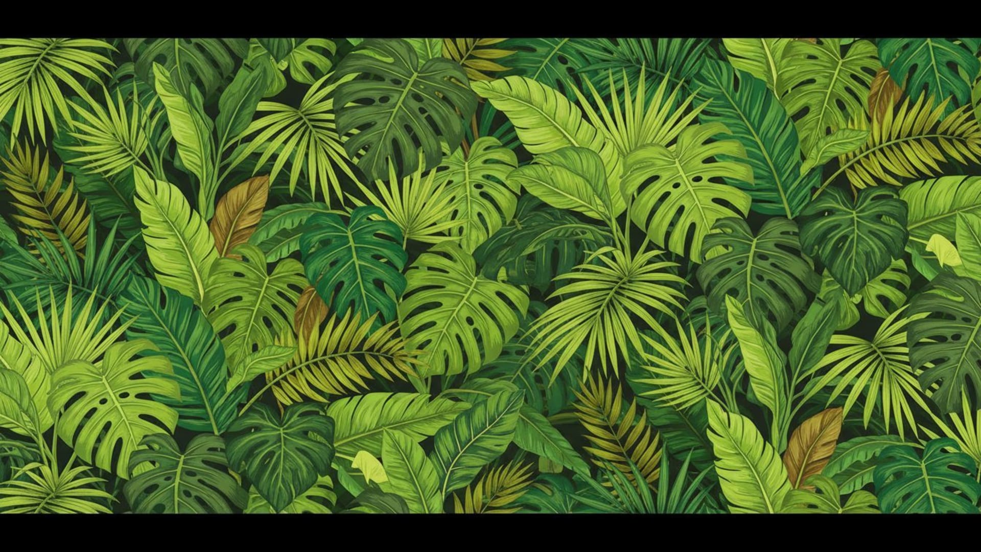 feuilles tropicales botaniques monstera palm jungle fond ecran vert luxuriant vibrant