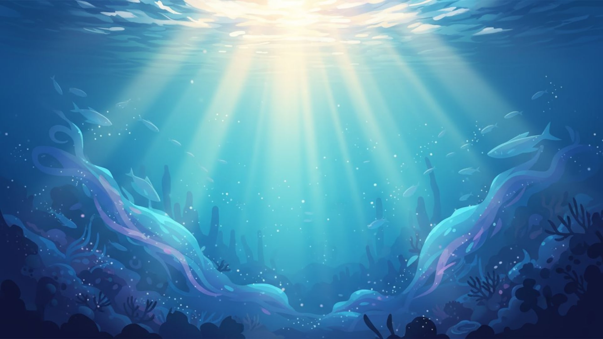 rayons de lumière abstraits sous-marins, soleil, océan, sous l'eau, dégradé, fond ecran, serein