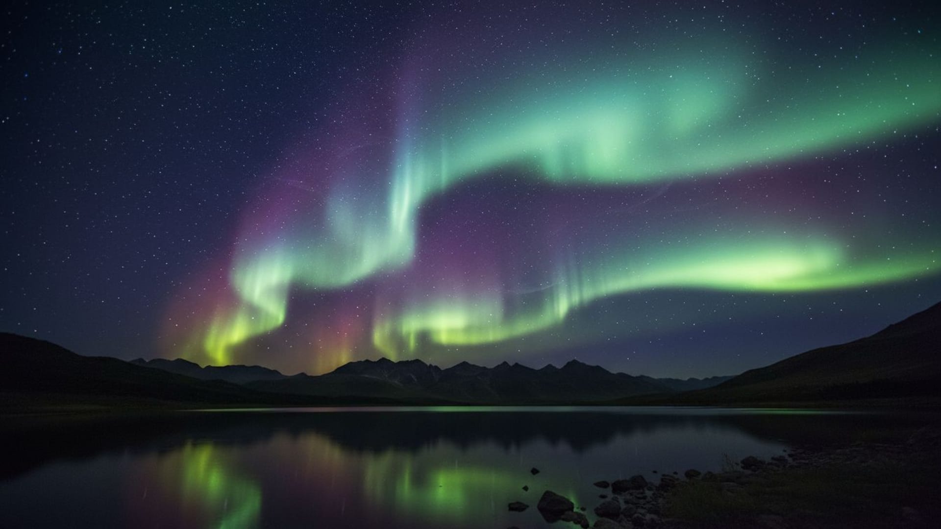 Aurore boréale cosmique lumières du nord ciel nocturne fond ecran dégradé magnétique