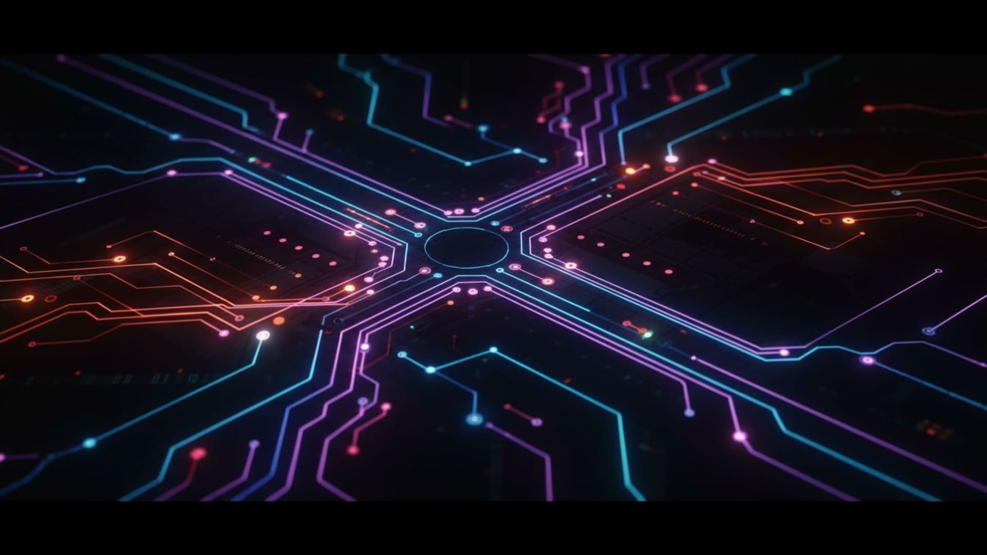 carte de circuit lignes abstraites nœuds brillante conception inspirée de la technologie hardware
