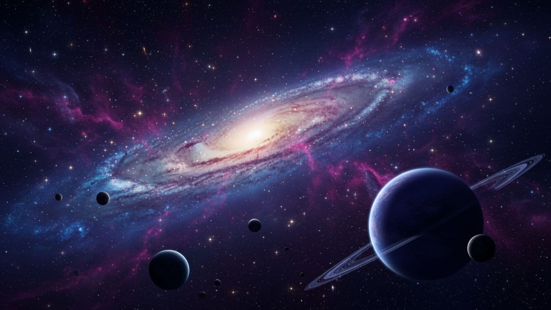 galaxie espace étoile champ stellaire cosmique nébuleuse planètes violet profond bleu fond ecran