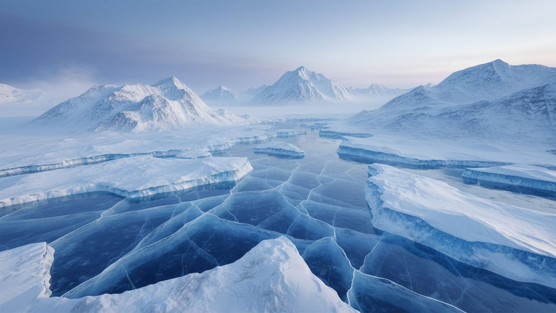 La glace arctique craque, bleu blanc, froid, fond ecran, glacé, paysage gelé