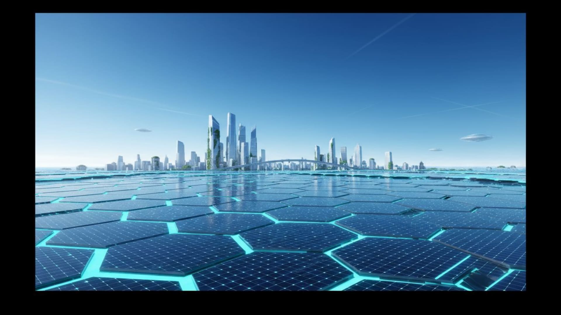 panneau solaire ciel bleu énergie propre technologie futuriste fond ecran grille