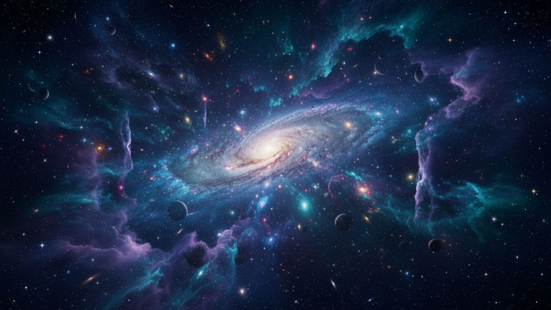 Galaxie espace étoiles nébuleuse cosmique bleu profond lavande fond d'écran science-fiction universel