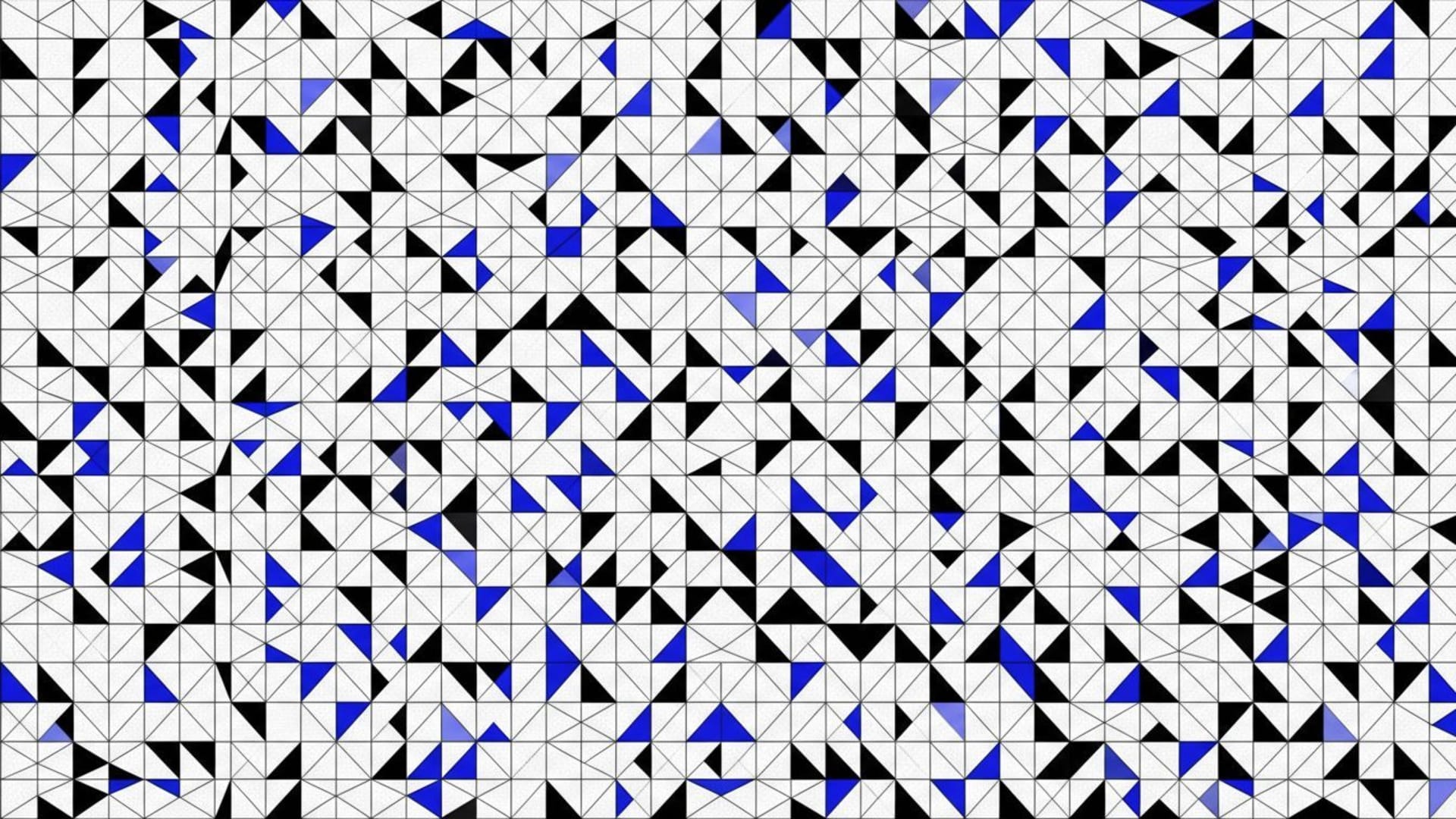 Des formes géométriques tessellées en noir et blanc, avec une couleur d'accent, des triangles et des carrés vibrants, des polygones sur une grille polygonale, pour un contraste minimal et audacieux.