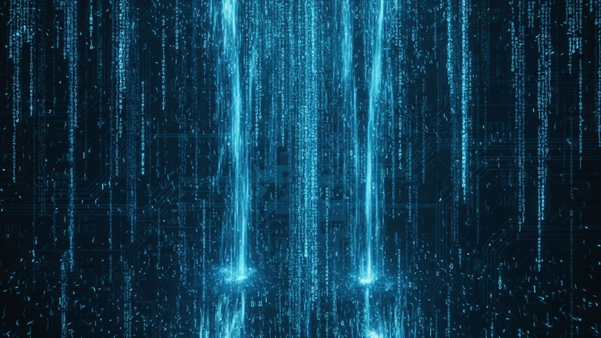 pluie de chiffres code cascade matrice fond ecran bleu science-fiction cyber
