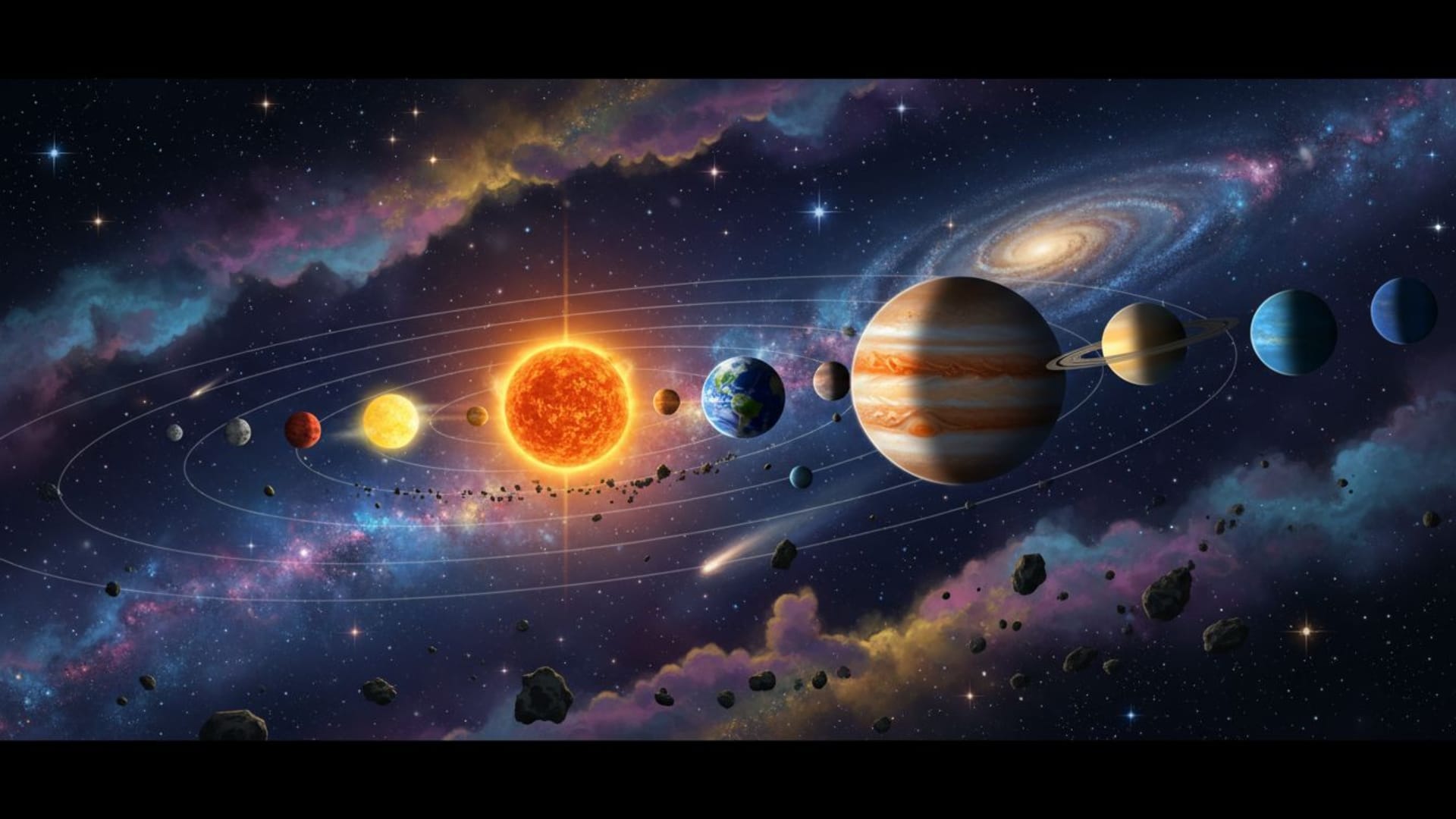 illustration de planètes de l'espace système solaire fond d'écran ciel nocturne cosmos 4k