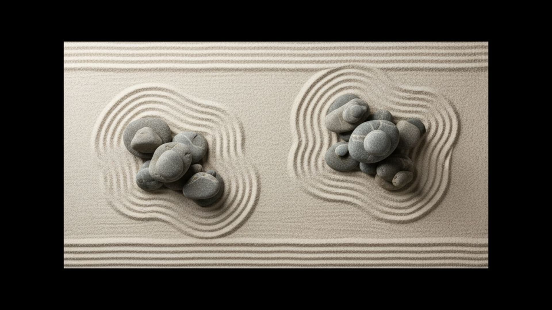 pierres du jardin zen sable ratissé minimaliste calme méditatif motif équilibre texture naturelle neutre