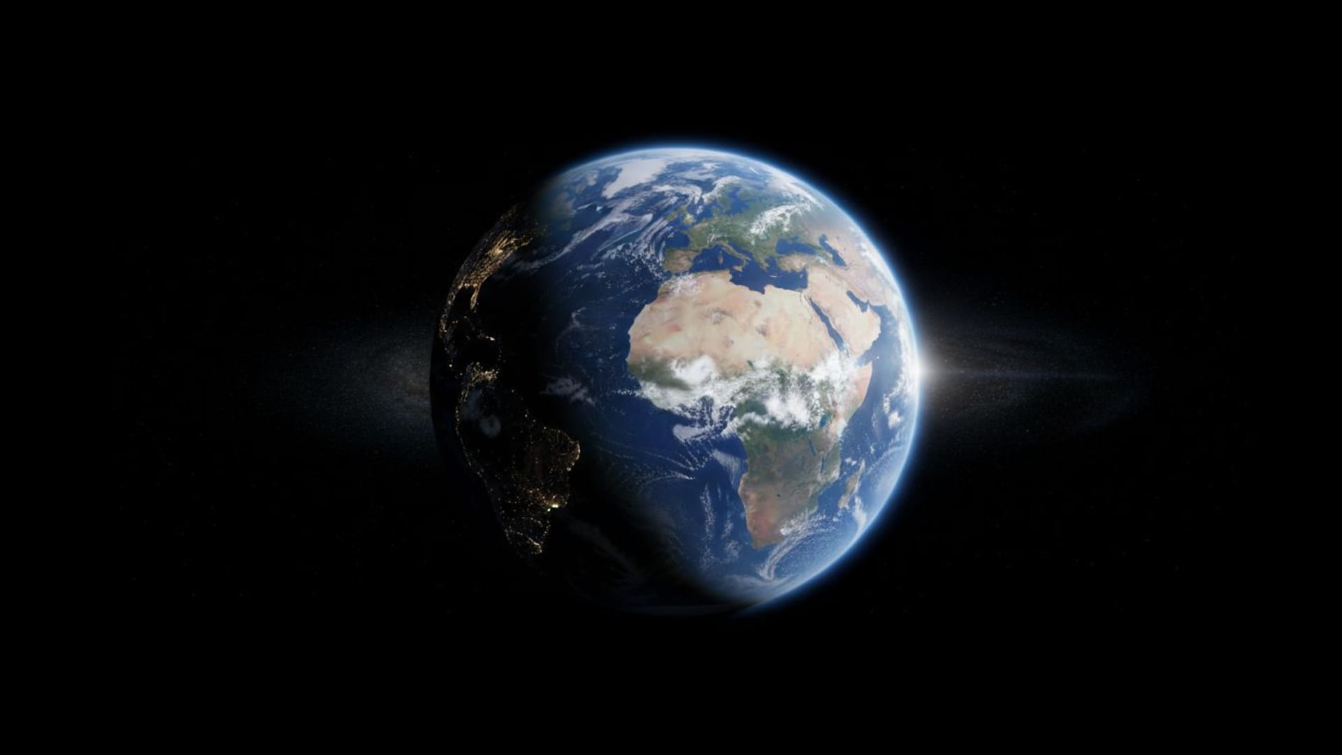 planète Terre de l'espace vue en marbre bleu lumière du soleil atmosphère photographie satellite fond ecran