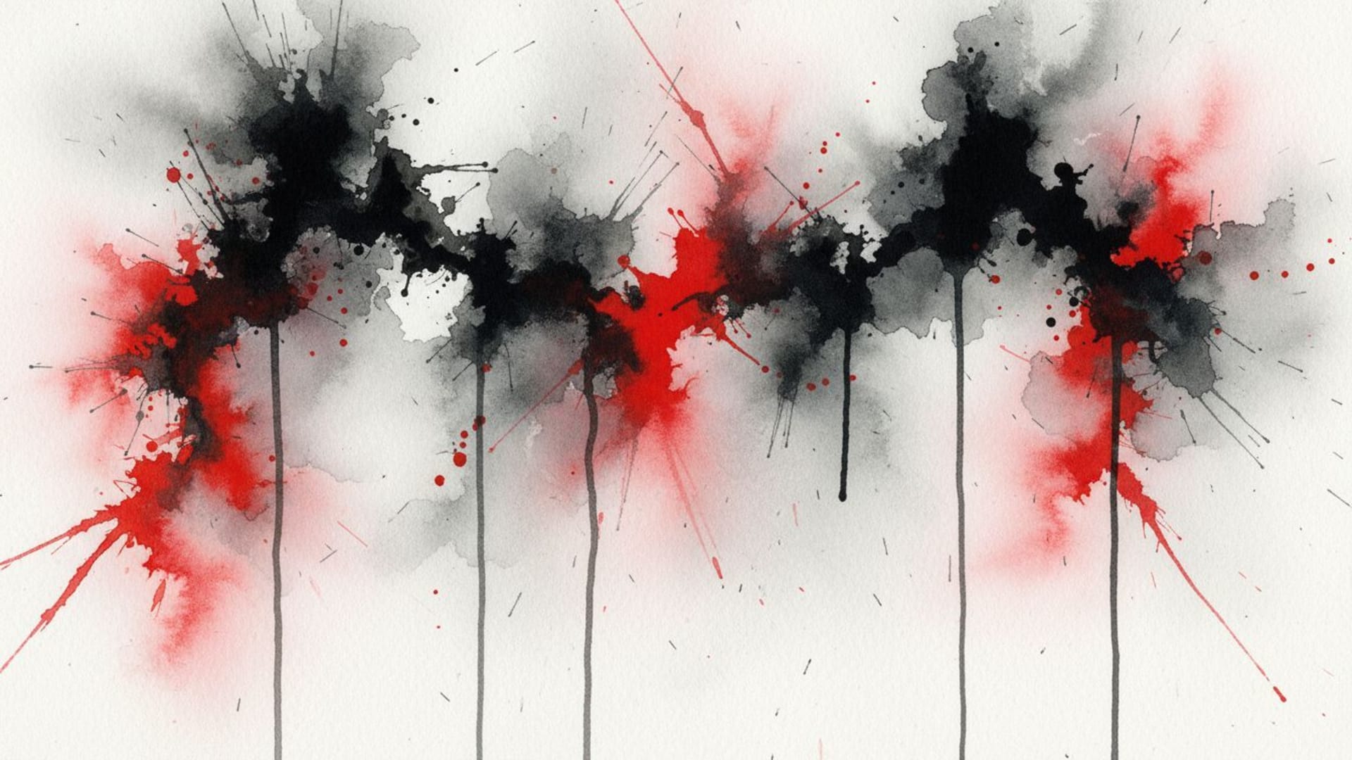 peinture abstraite éclaboussée d'encre noir blanc rouge texture aquarelle fond ecran