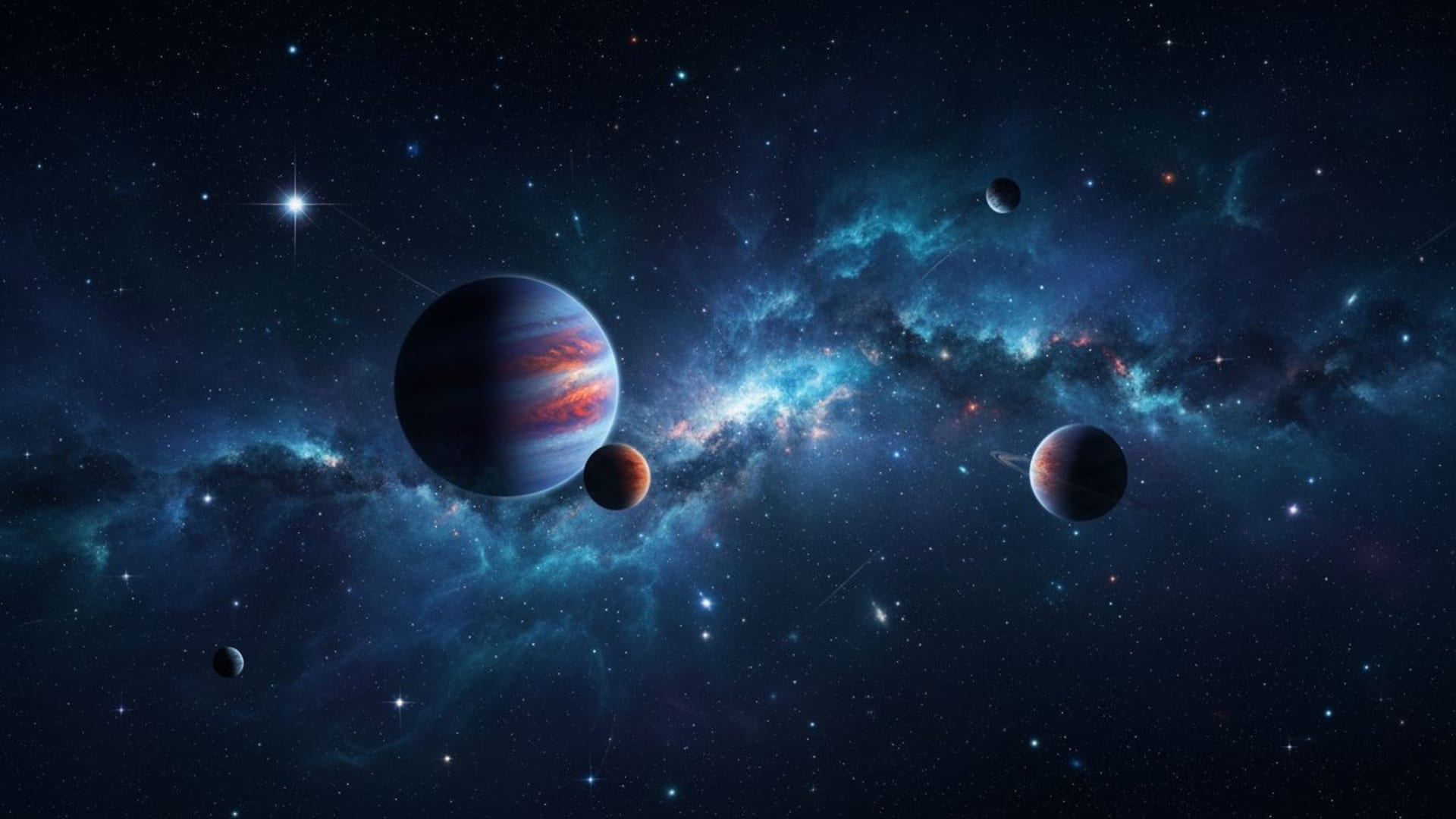 galaxie espace étoiles nébuleuse cosmos planètes profonde espace fond d'écran bleu foncé