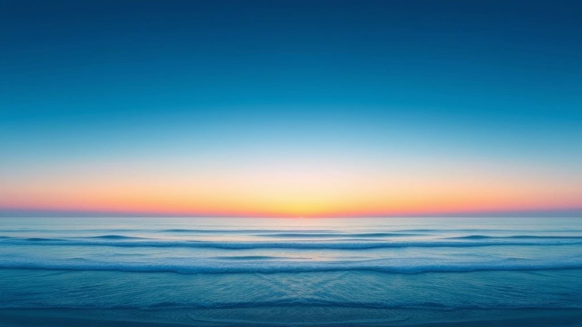 vagues océaniques sereines dégradé bleu horizon plage coucher de soleil décoration minimaliste