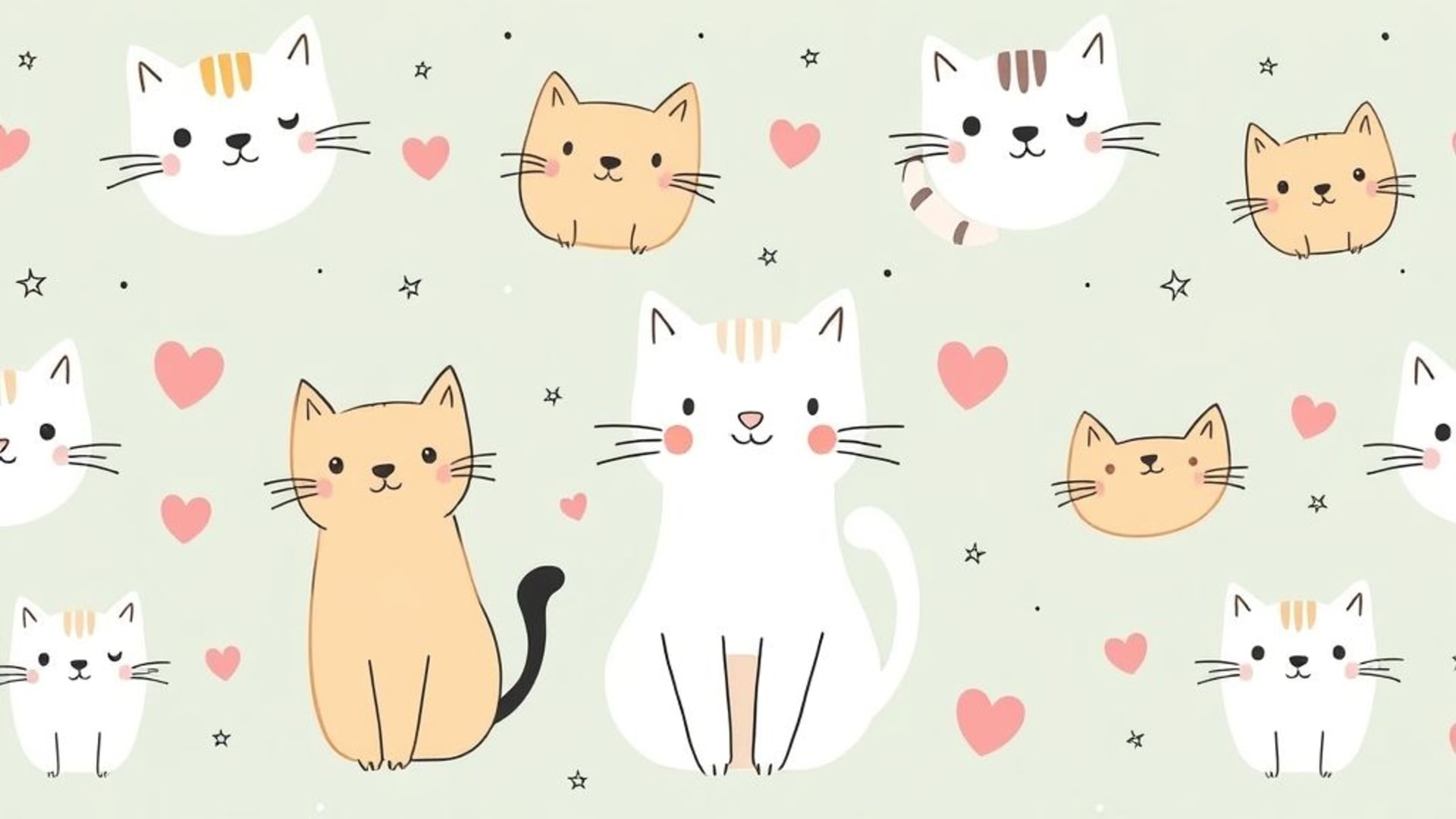 Motif de fond de chatons pastel mignons kawaii griffonné avec une texture douce