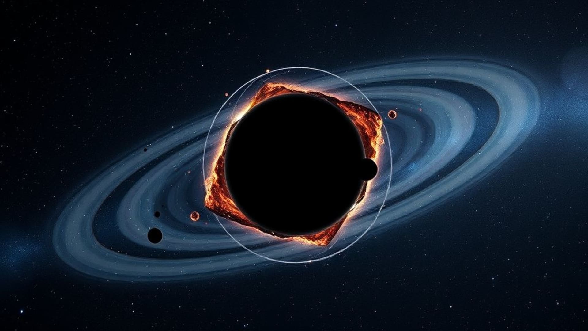 planètes d’un trou noir galactique champ d’étoiles poussière cosmique espace sombre fond d’écran espace profond minimal