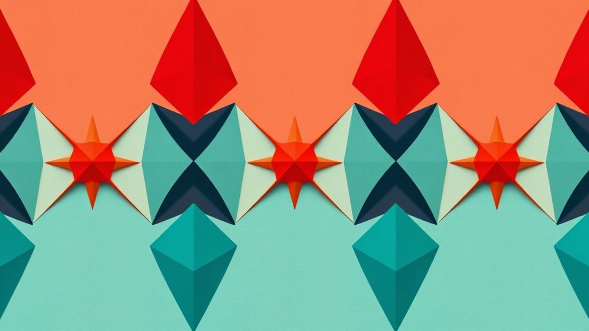Formes géométriques en origami style couleurs audacieuses abstraction fond ecran design moderne minimaliste