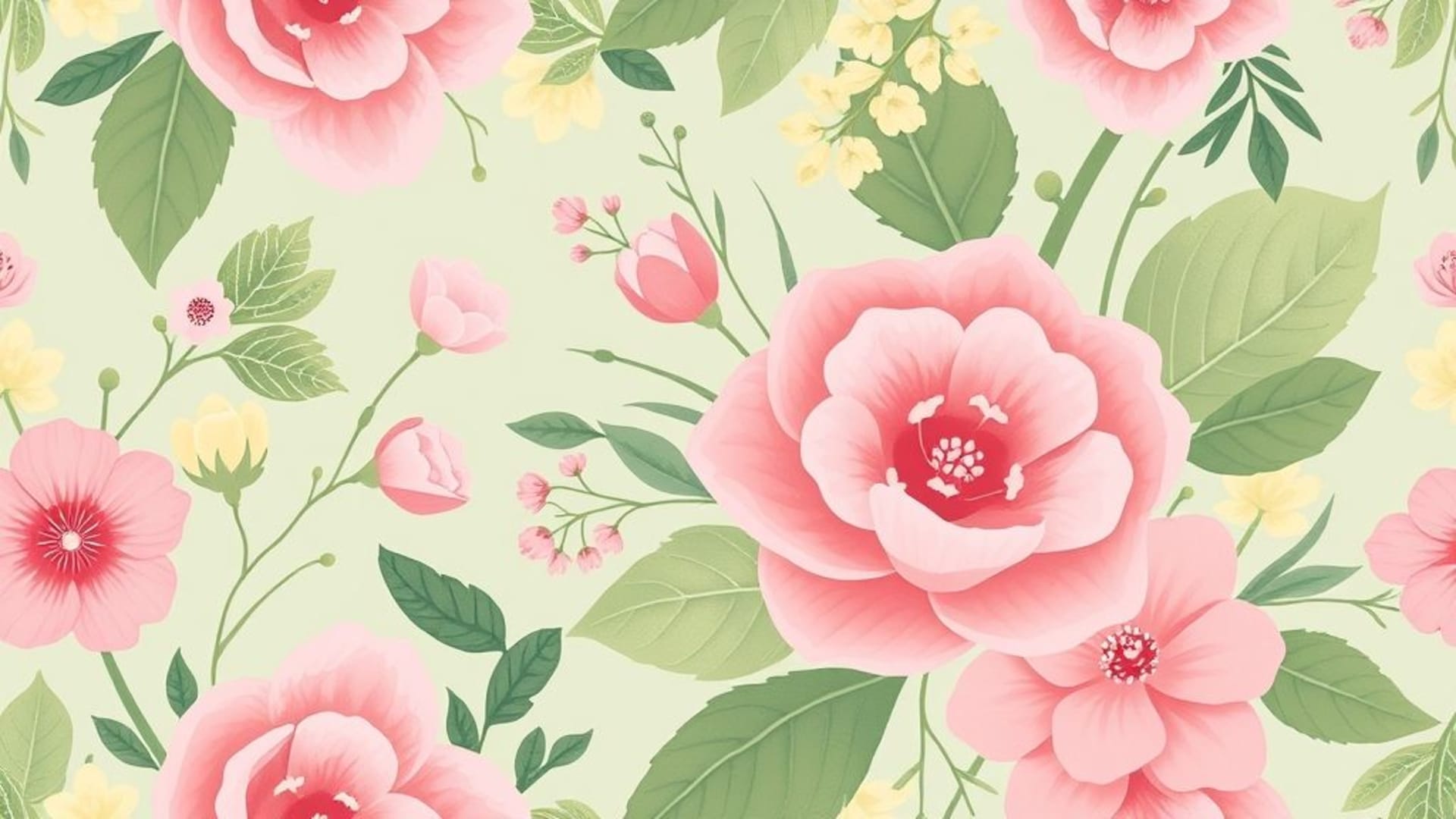 fond ecran floral pastel avec motif botanique doux rose et vert abstrait et seamless répétitif