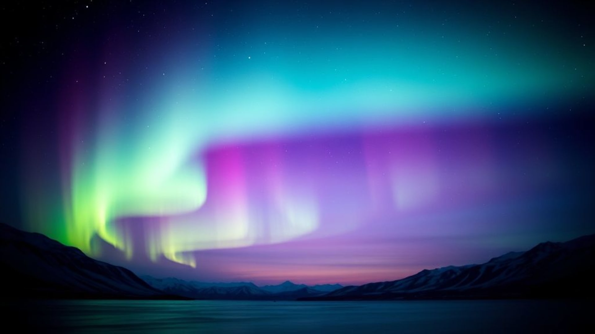 ciel nocturne d'aurore boréale arctique dégradés brillants de verts roses et violets fond d'écran