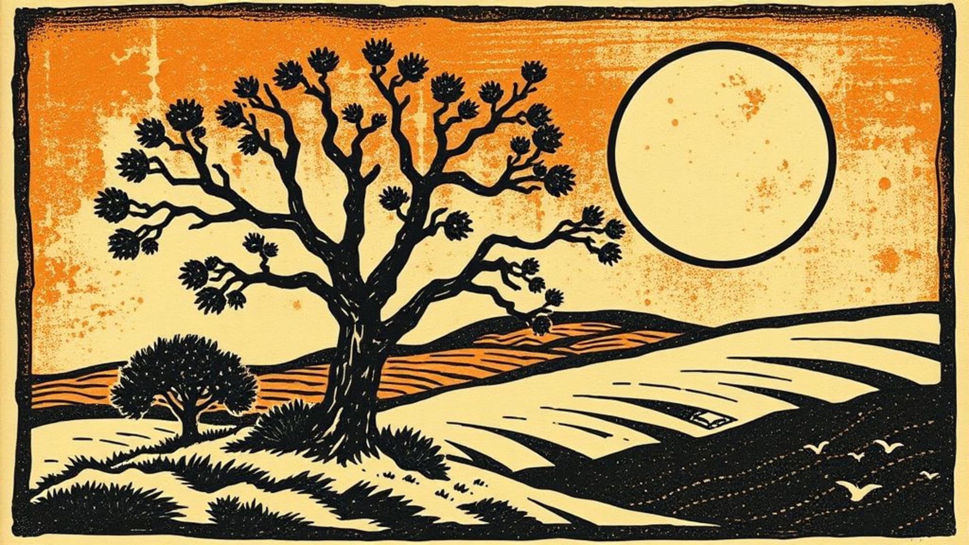 Solaire, contraste élevé, xylographie, gravure sur bois, texture, terreux, chaud, palette, rustique, vintage, fond ecran, artisanat, fait main, biologique, tonalité, grain, pinceau
